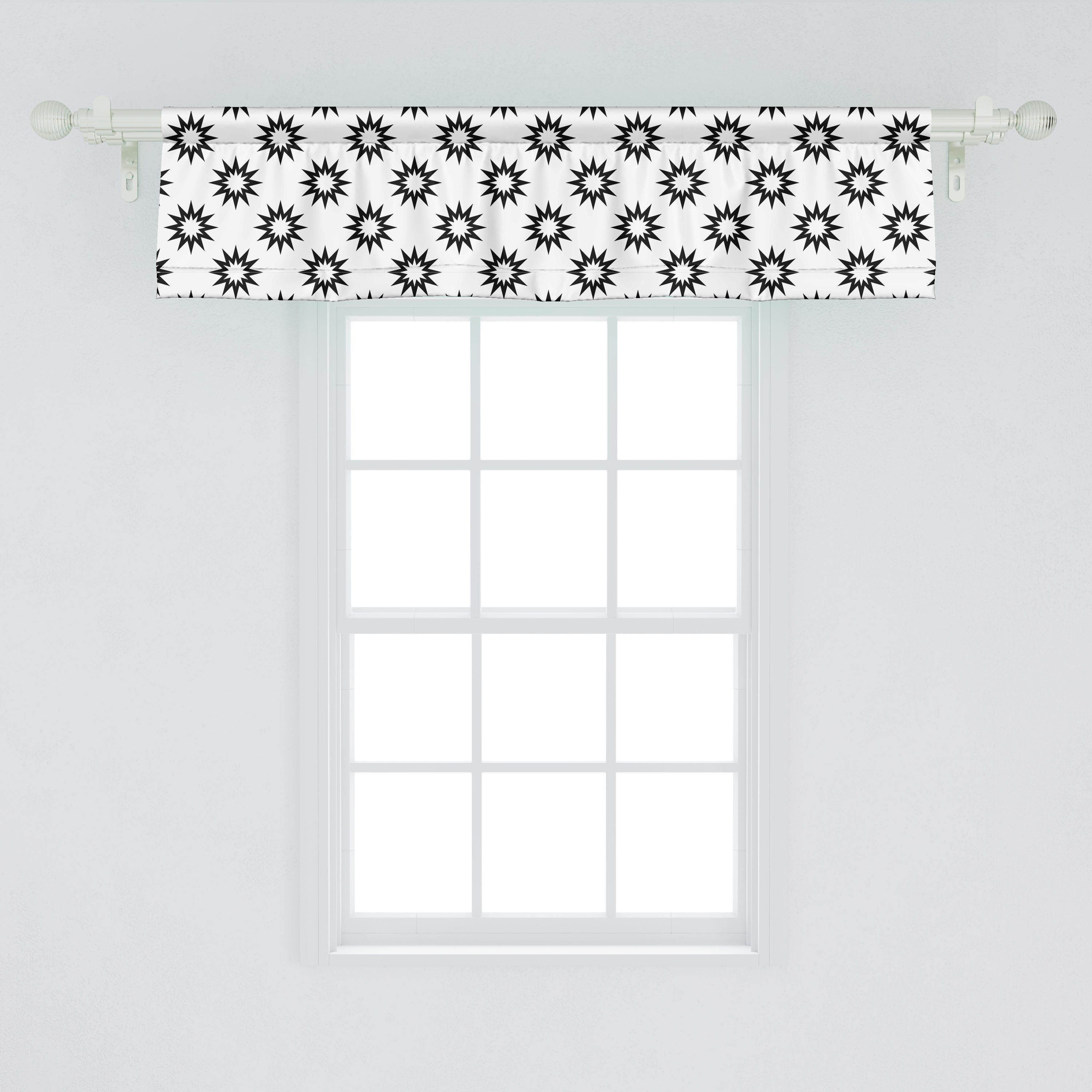 Scheibengardine Vorhang Volant für Küche Stangentasche, mit Einfarbig Zick-Zack-Explosion Abakuhaus, Dekor Formationen Schlafzimmer Microfaser