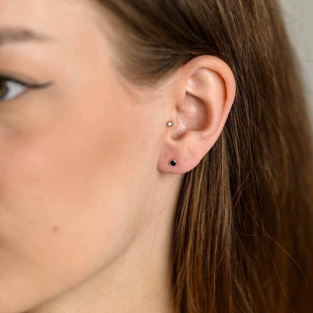 Materia Paar Ohrstecker Damen Mädchen Zirkonia Schwarz 3-5mm SO-437, 925 Sterling Silber, rhodiniert