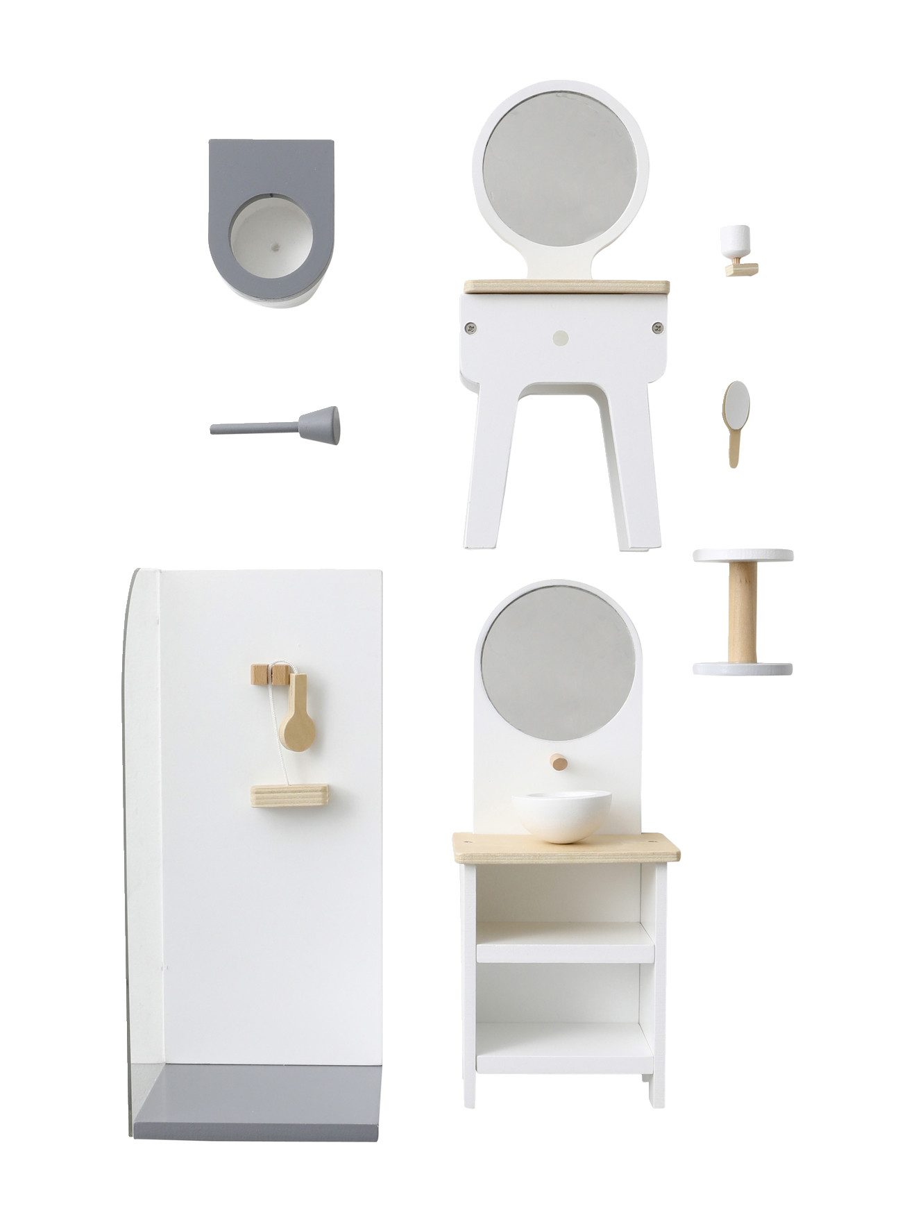 vertbaudet Puppen Accessoires-Set Badmöbel für Modepuppen aus Holz FSC®