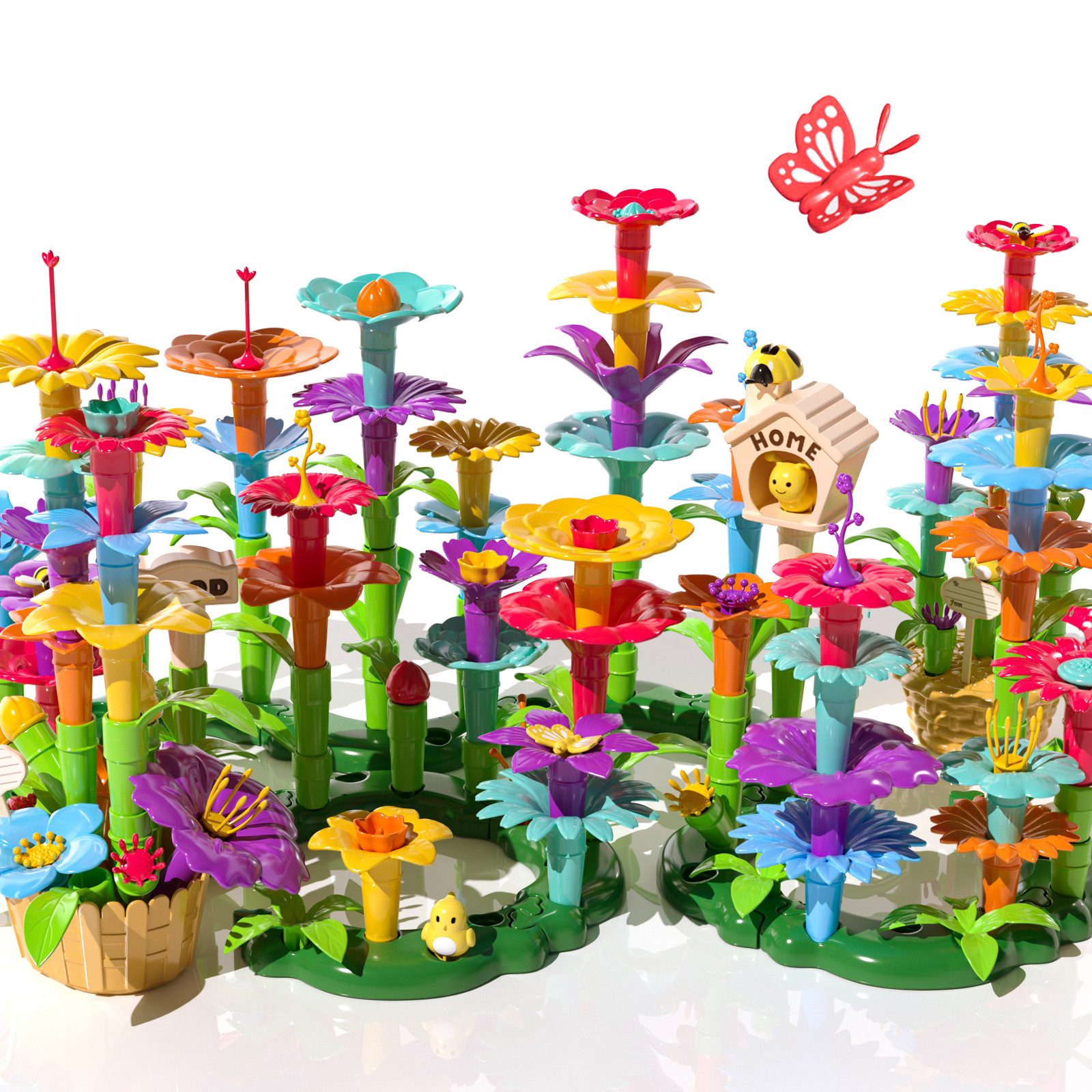TEMI 91/138/224 PCS Blumen Garten Gebäude Spielzeug Spielbausteine, (Set, 1 günstig online kaufen