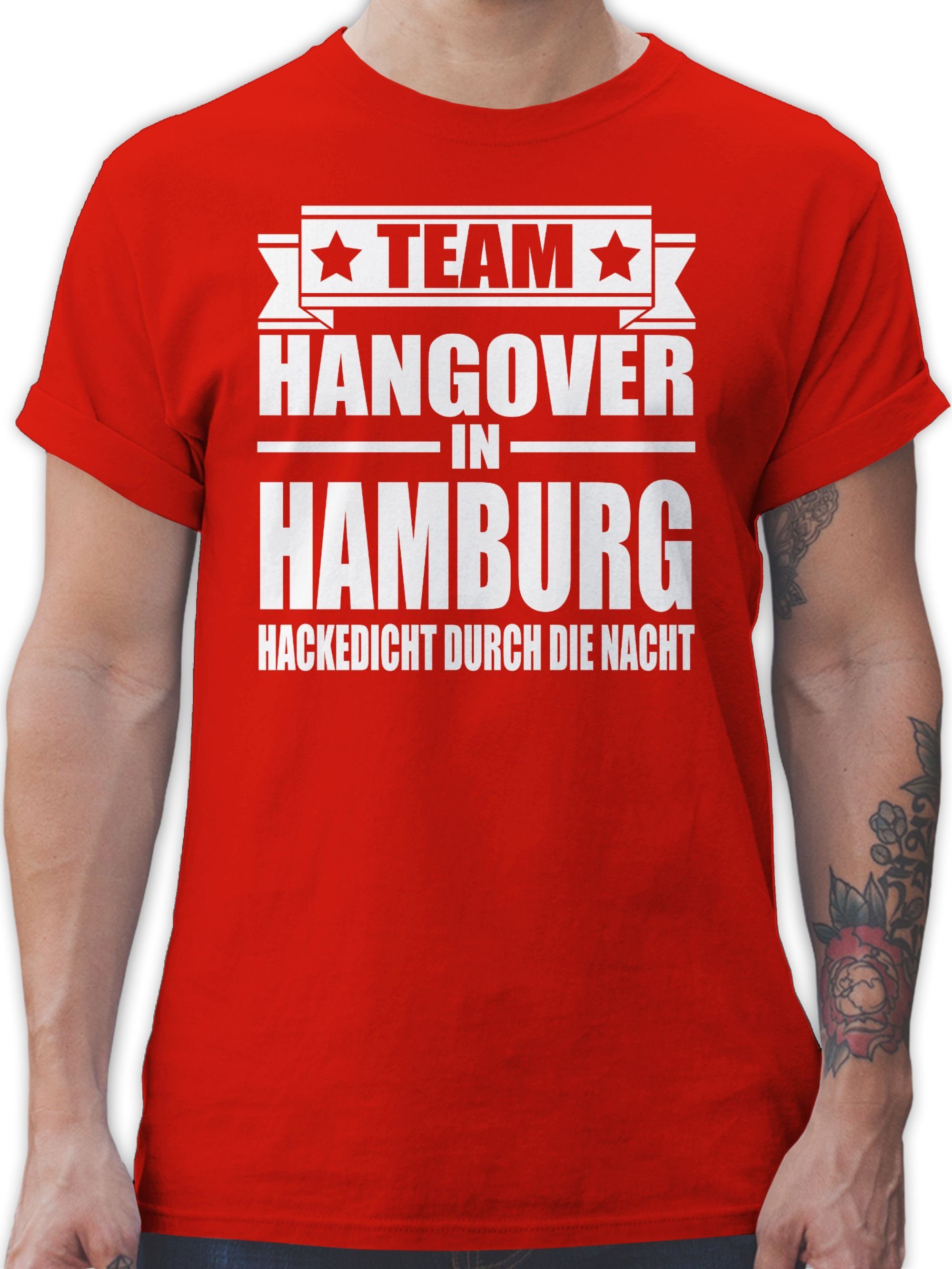 Shirtracer T-Shirt Team Hangover in Hamburg JGA Männer 3 Rot