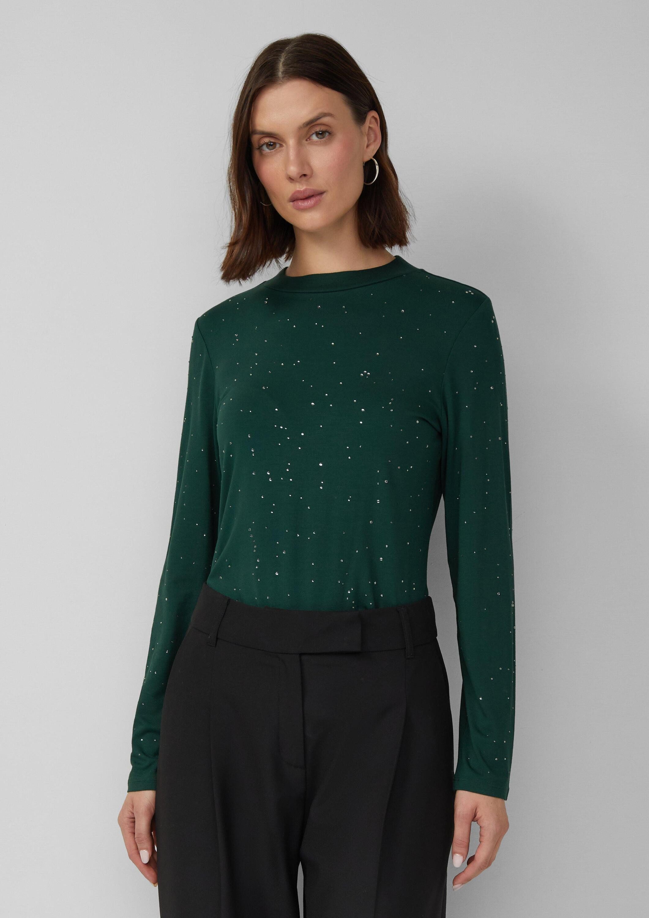 s.Oliver Langarmshirt T-Shirt Langarm-Shirt aus Viskose-Jersey mit Schmucks günstig online kaufen