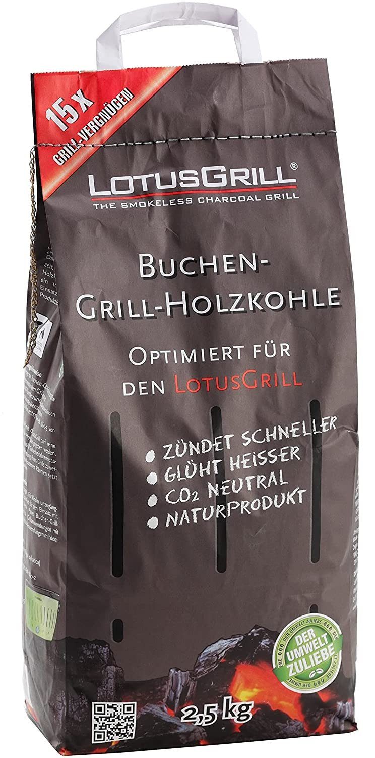 LotusGrill Holzkohlegrill LotusGrill XL Starter-Set XL Grill Tiefblau mit USB-Anschluß