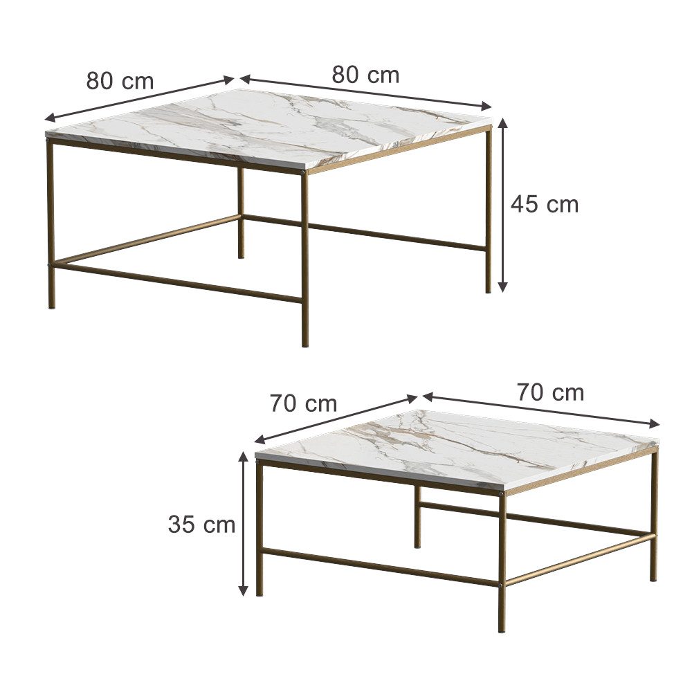 Vicco Couchtisch Ramio, Weiß/Gold, 80 x günstig online kaufen