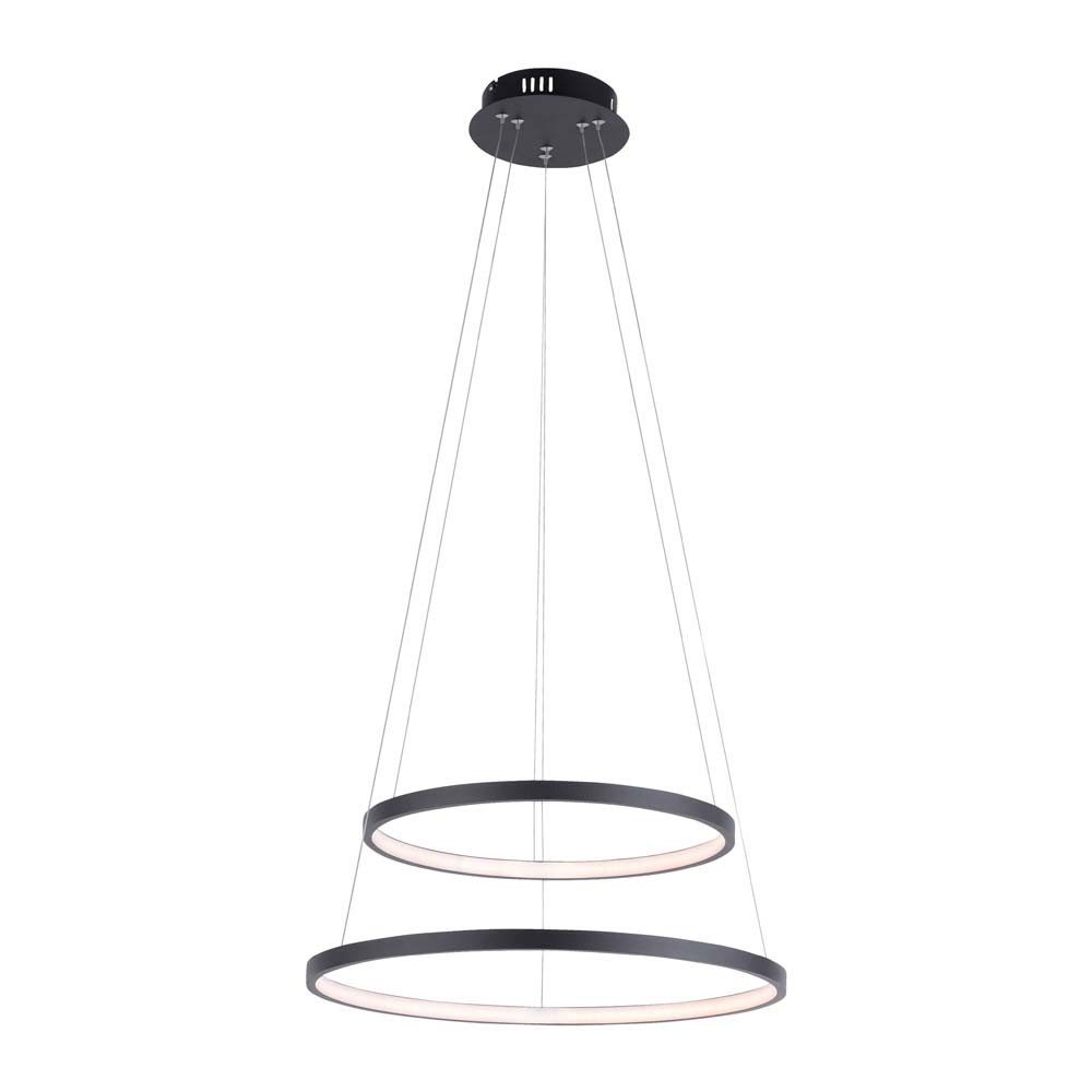 JUST LIGHT LED Pendelleuchte, LED-Leuchtmittel fest verbaut, Warmweiß, Hängeleuchte Esszimmerlampe Pendelleuchte LED anthrazit dimmbar Ring