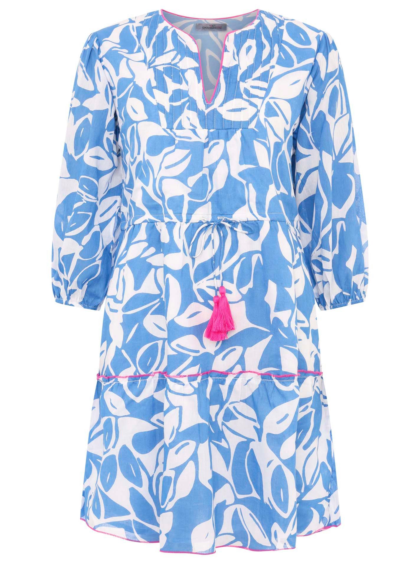 Zwillingsherz Sommerkleid "Blätter Zweifarbig" mit Tasseln und kontrastfarb günstig online kaufen