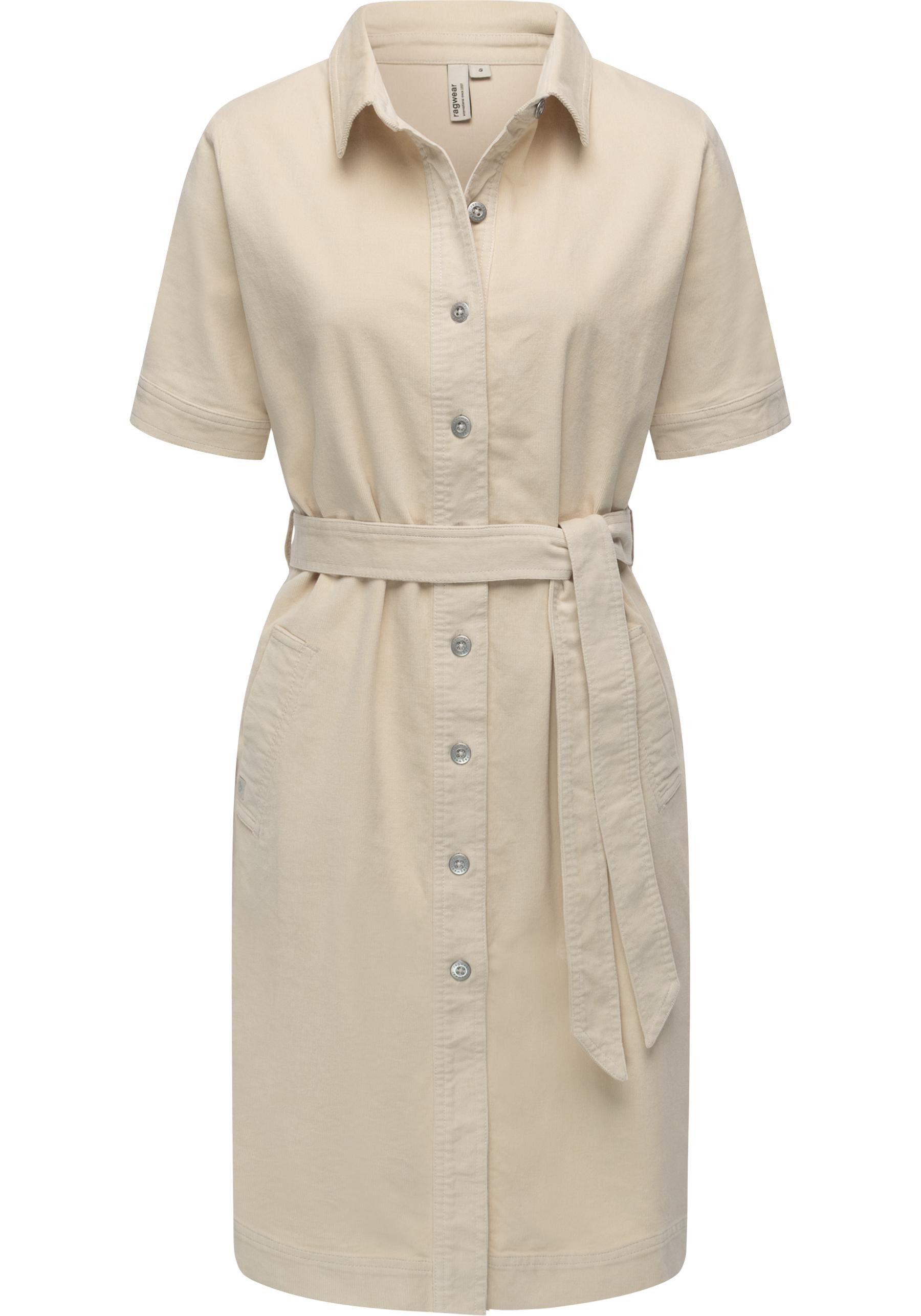 Ragwear Cordkleid Rozyna Cordy YOUMODO Kurzärmliges Kordkleid mit Hemdkragen