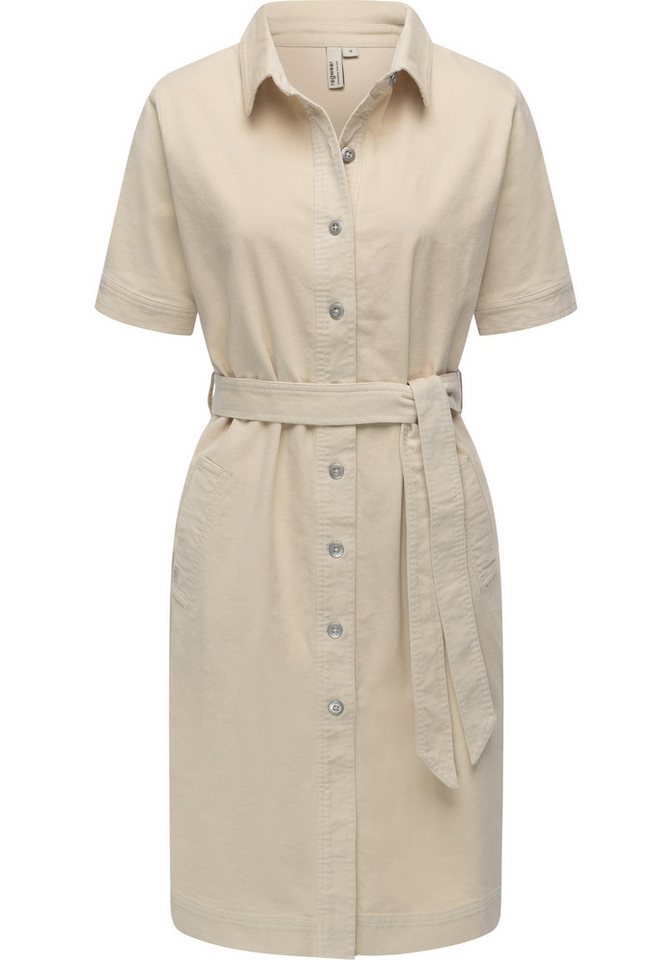 Ragwear Cordkleid Rozyna Cordy YOUMODO Kurzärmliges Kordkleid mit Hemdkragen