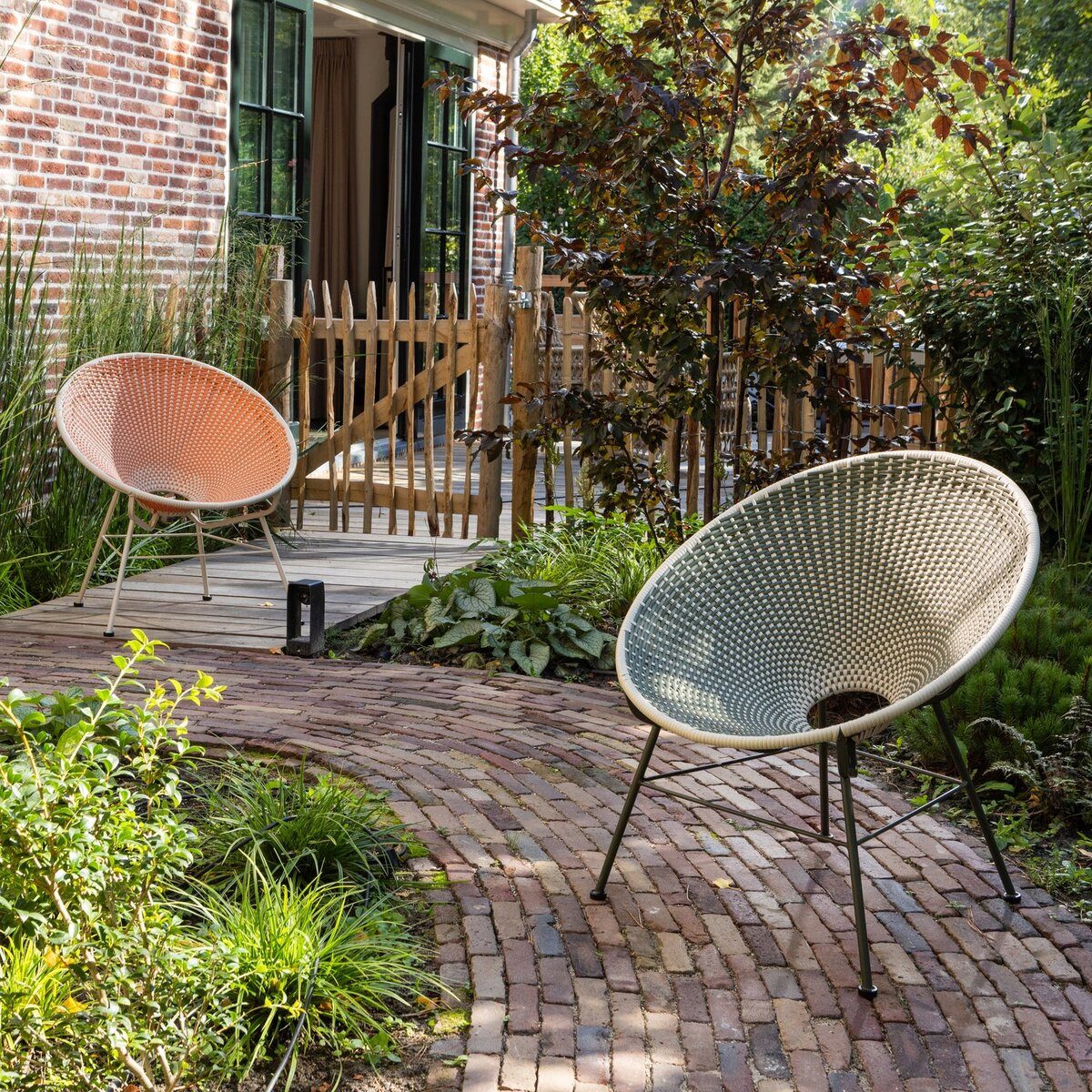 WOOOD Gartensessel, Schöne Farbkombinationen mit Geflecht-Optik