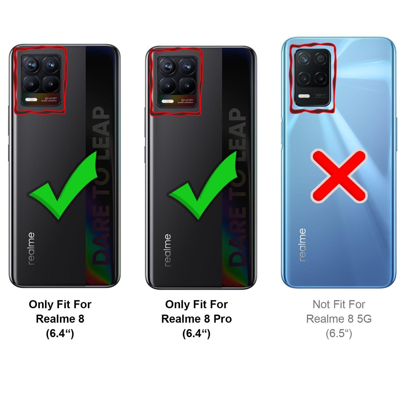 CoolGadget Handyhülle Wallet Klapp Tasche Book Case für Realme 8 / 8 Pro 6,4 Zoll, Hülle Klapphülle Flip Cover Etui Schutzhülle