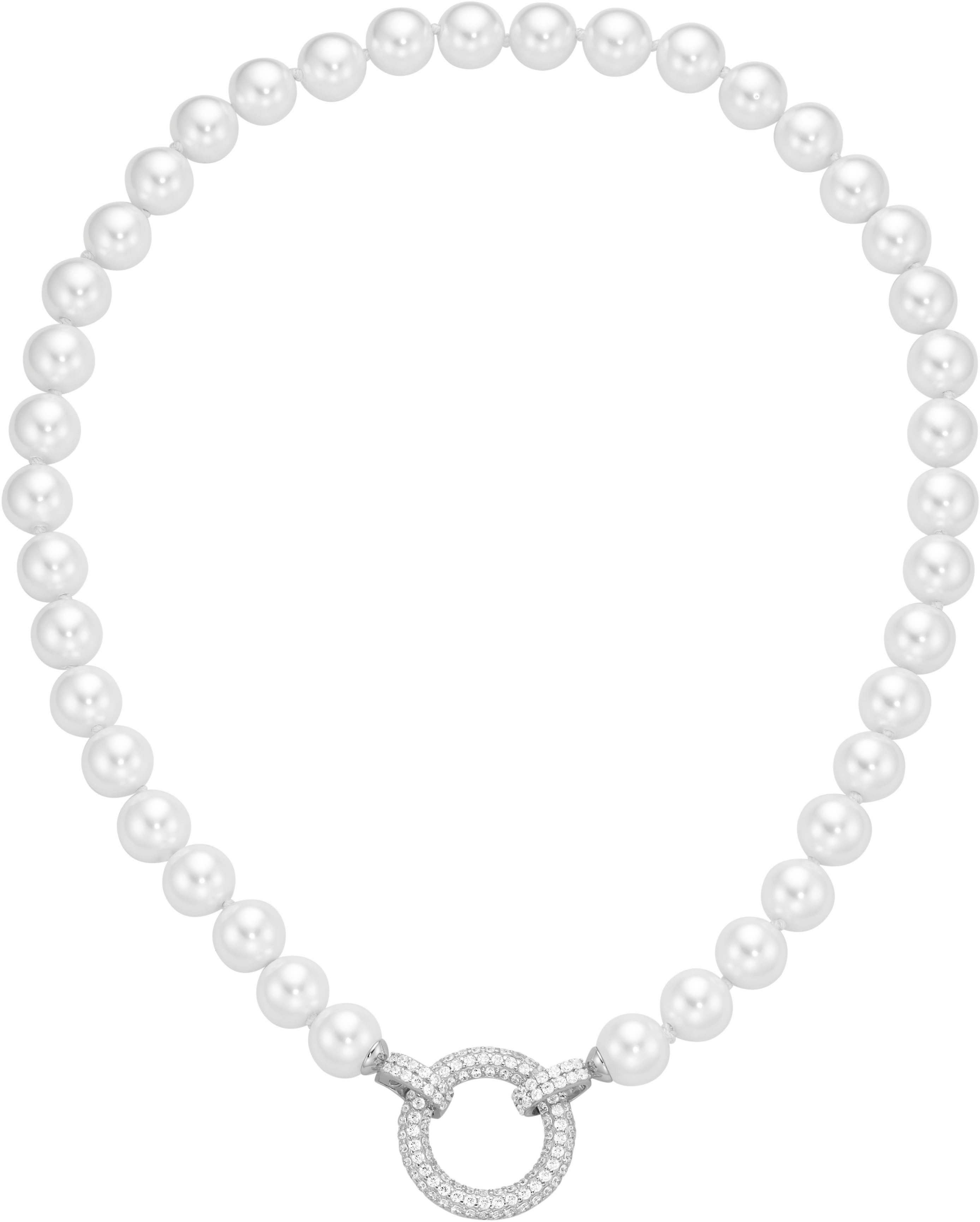 Firetti Perlenkette Schmuck Geschenk Silber 925 Halsschmuck Halskette Glitzer, mit Zirkonia (synth) - mit Muschelperle