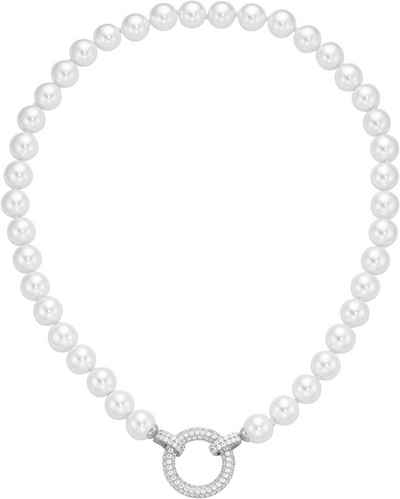 Firetti Perlenkette Schmuck Geschenk Silber 925 Halsschmuck Halskette Glitzer, mit Zirkonia (synth) - mit Muschelperle