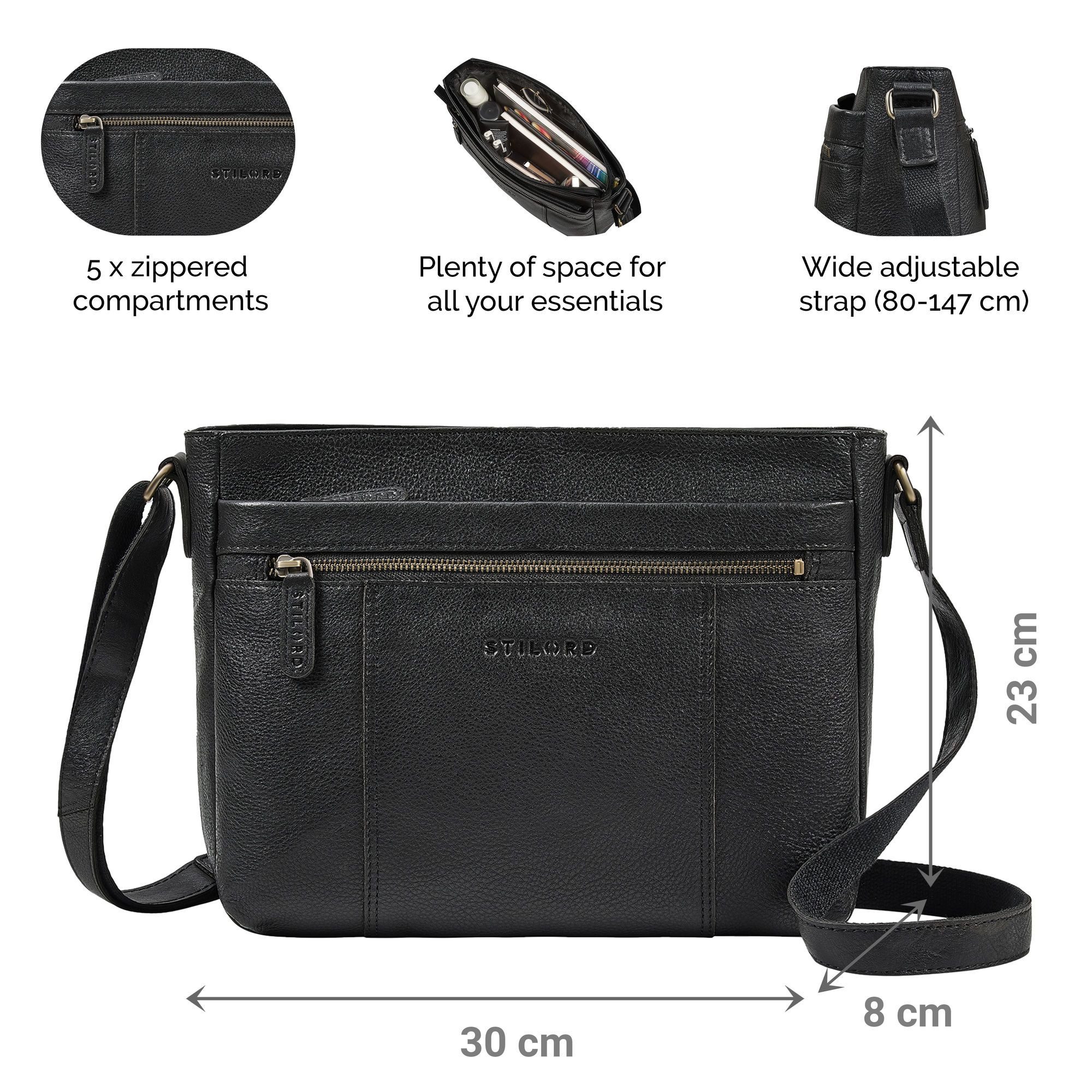 STILORD Handtasche "Bianca" Mittelgroße Damen Ledertasche mit Reißverschluss
