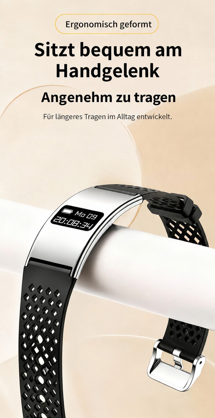 Zevelora Fitness-Tracker Armband mit HRV, Schlafmonitor & Bluetooth 5.3, Damen Aktivitätstracker 10 ATM mit Multi-Sport-Modus – Bild 4 von 5