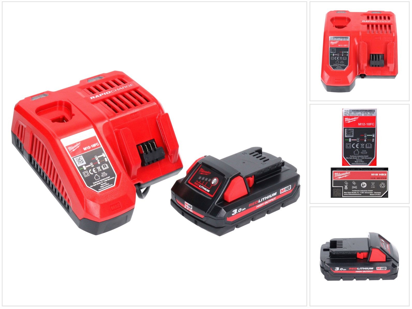 Milwaukee M18 NRG-301 Akku Starter Set High Output 18 V 3,0 Ah / 3000 mAh Li-Io Akkupacks