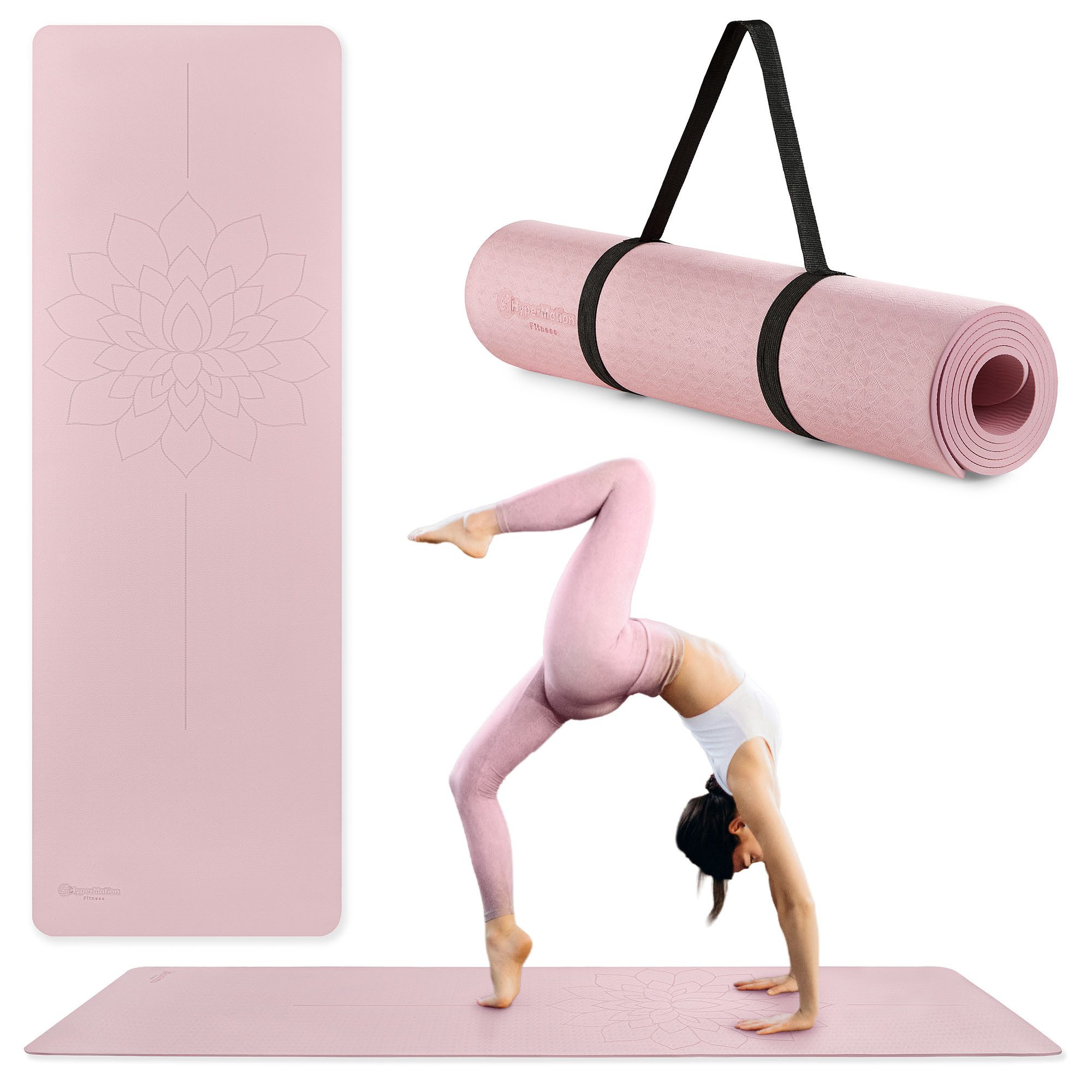 HyperMotion Yogamatte HyperMotion Yogamatte TPE 6mm Lotus rutschfest 183x61 Rosa
