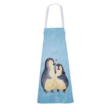 Mr. & Mrs. Panda Kochschürze Pinguin umarmen - Eisblau - Geschenk, Jahrestag, Umarmung, Latzschürz, (1-tlg), Mit süßen Motiven