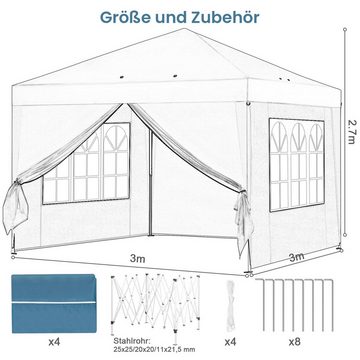 EUGAD Faltpavillon, wasserfest Winterfest,mit Seitenwänden Fenstern Tasche