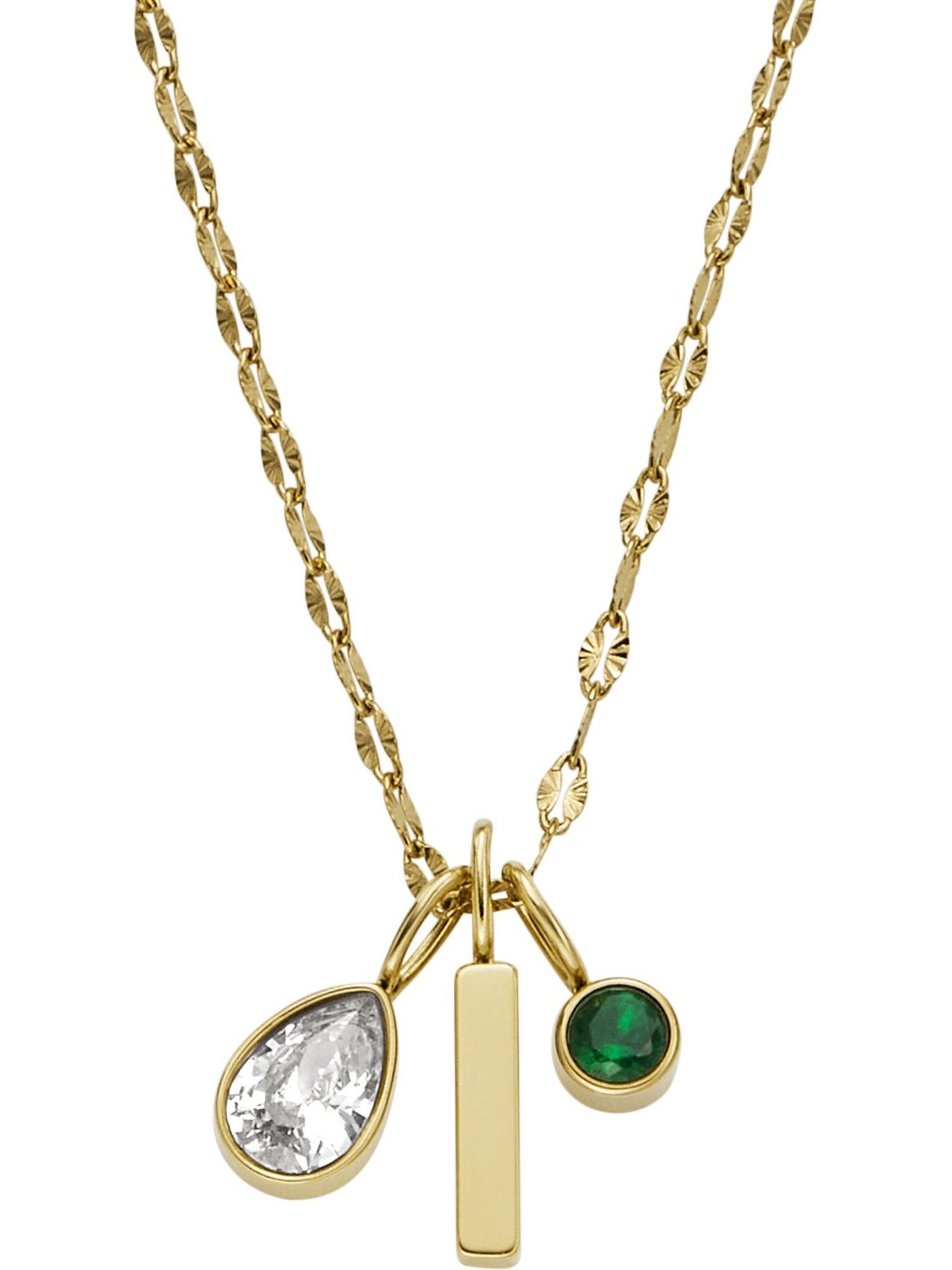 Fossil Collier Fossil Damen-Kette Edelstahl Glasstein günstig online kaufen