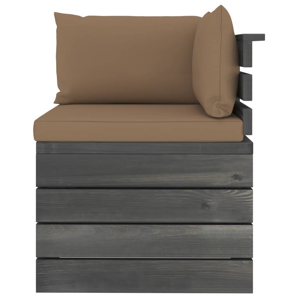 mit Garten-Sofagarnitur Kiefernholz, Kissen (6-tlg) Paletten 6-tlg. aus Gartenlounge-Set Taupe vidaXL