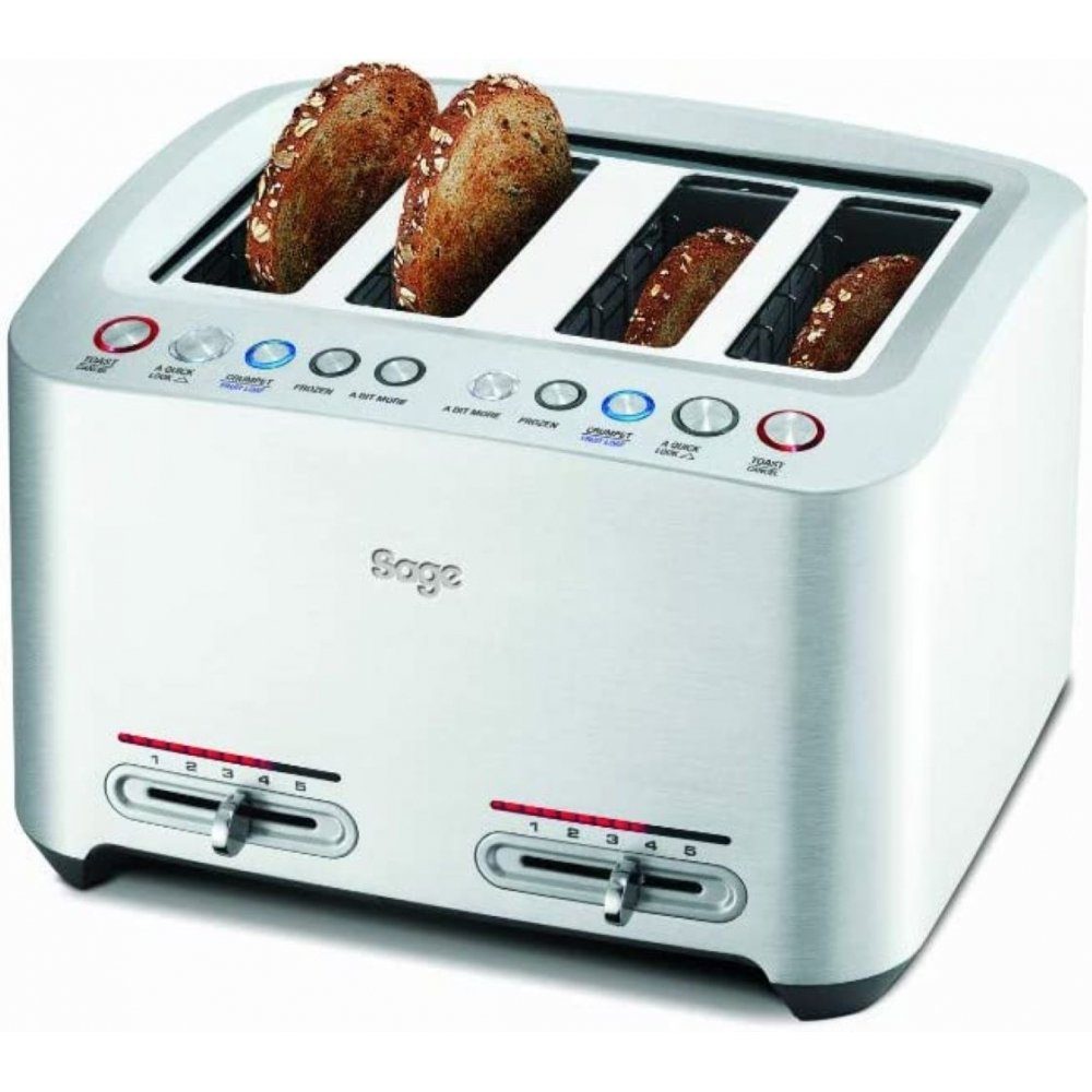 4 Toast edelstahl, Smart - - und Röstschächte Extrabreite Sage Toaster - Toaster tiefe Slice