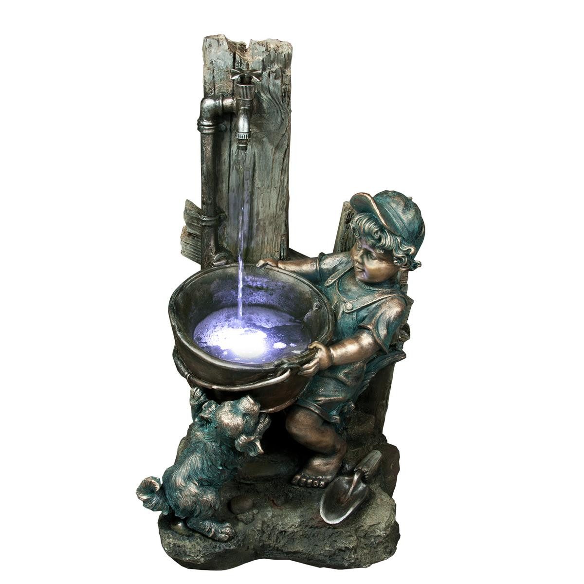 INTERGARDEN Wasserspiel Zimmerbrunnen Innen, Kaskadenbrunnen Außen, Gartenbrunnen 77cm, 40 cm Breite