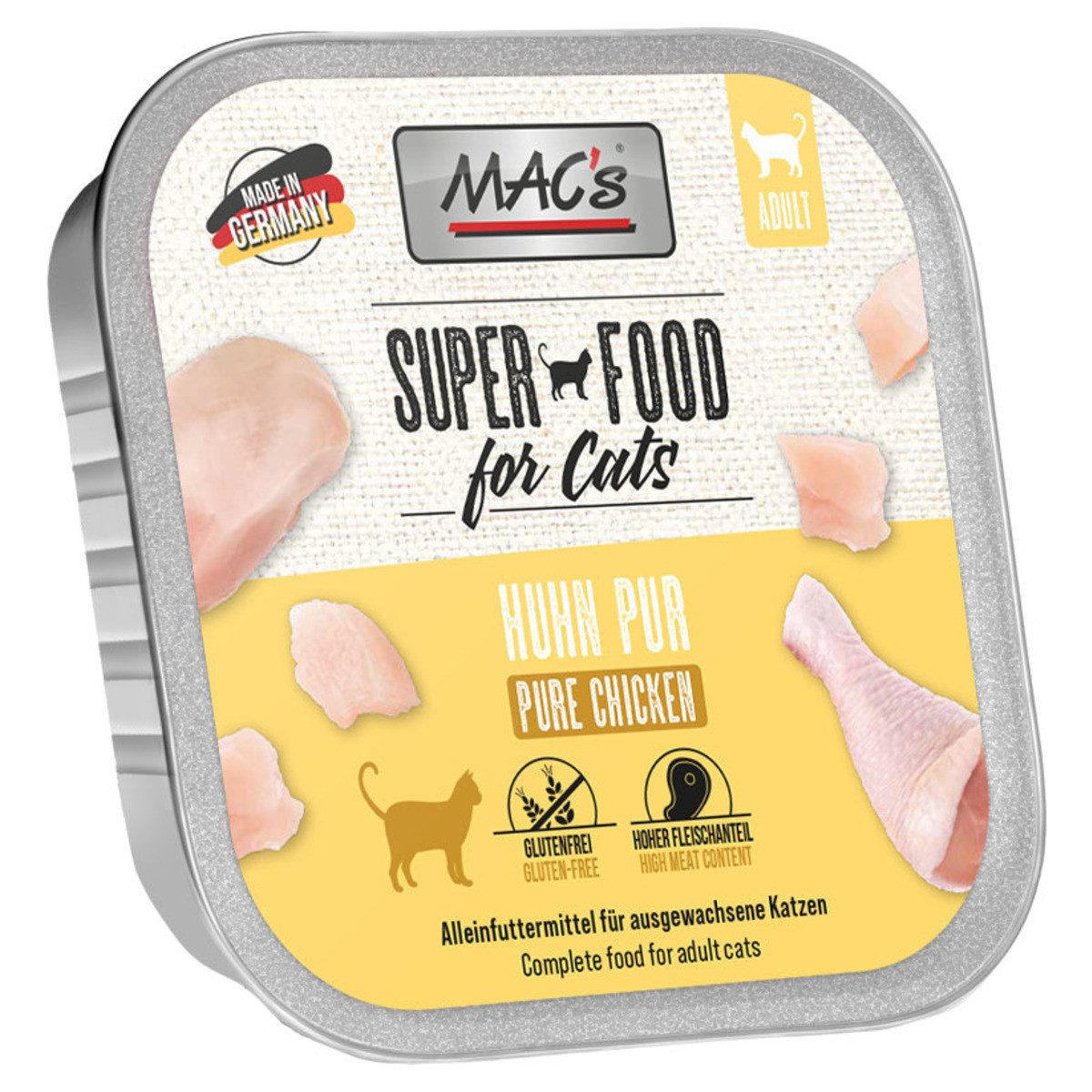 MAC'S Huhn pur 85 g - 16 Stück, Nassfutter für: Katze