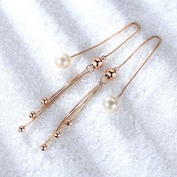 FIDDY Paar Ohrhänger Quasten-Perlenohrband für Damen, Ohrenkette und Anhänger (1-tlg), Perlenohrringe, Damen, Jubiläum, Cocktailparty