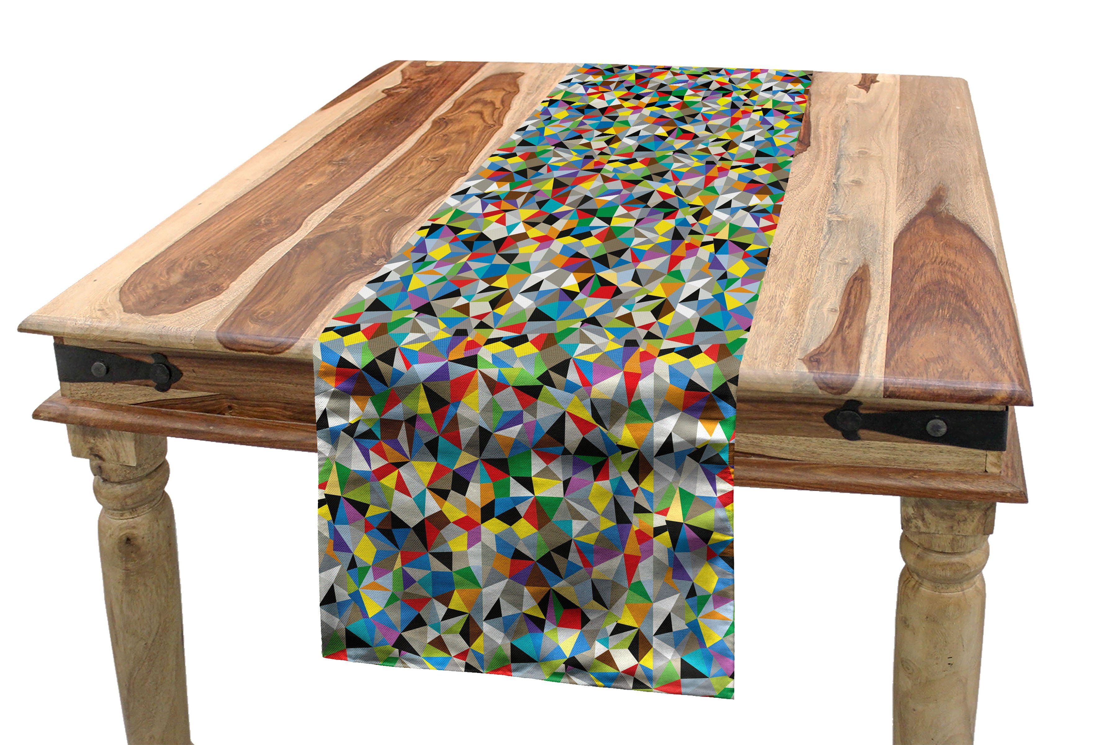 Abakuhaus Tischläufer Esszimmer Küche Rechteckiger Dekorativer Tischläufer, Abstrakt Geometrisches Mosaik-Motiv