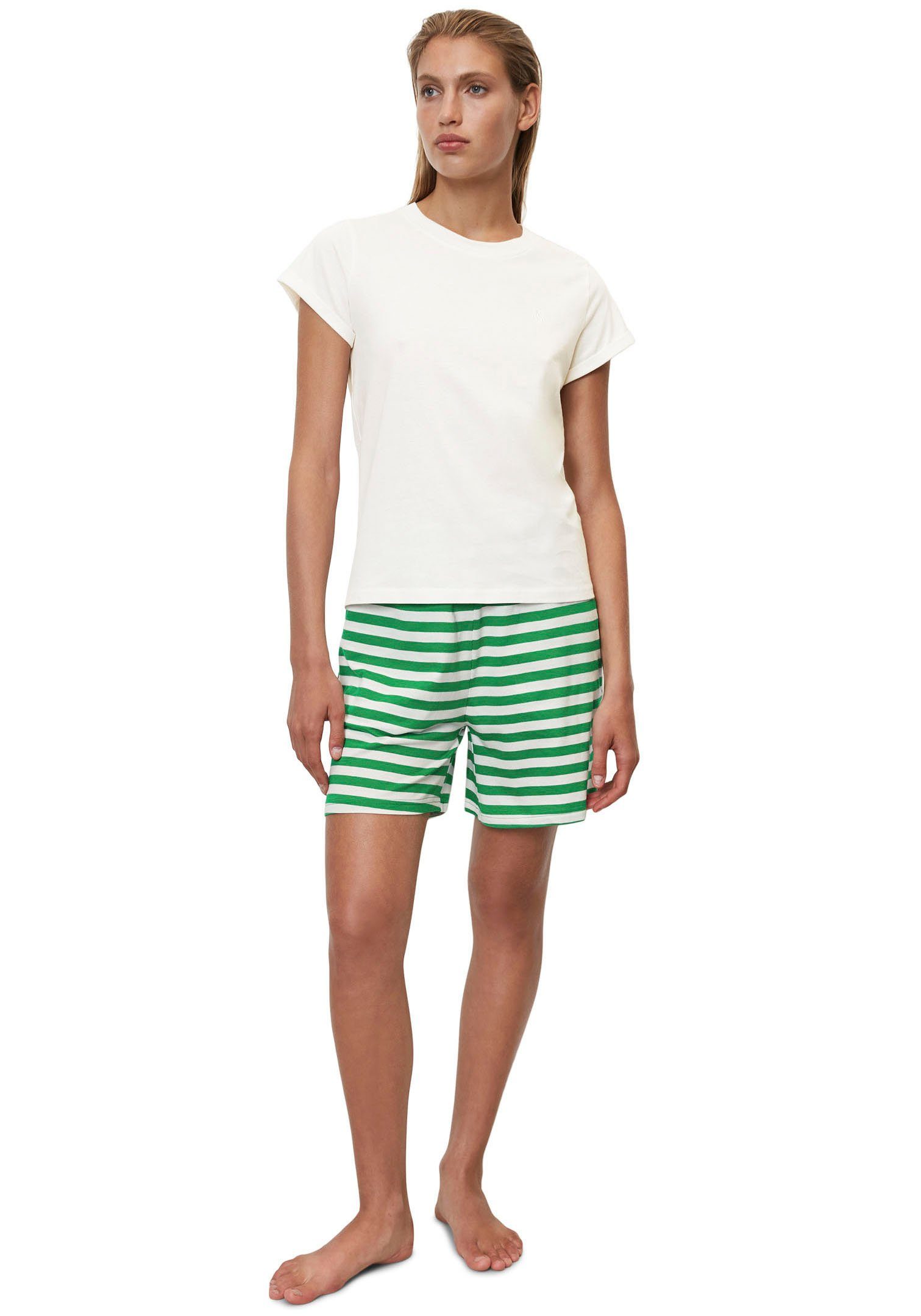 Marc O'Polo Pyjama reiner Baumwolle green 2 stripe Lounge-Set tlg) white cotton-vivid aus (Set