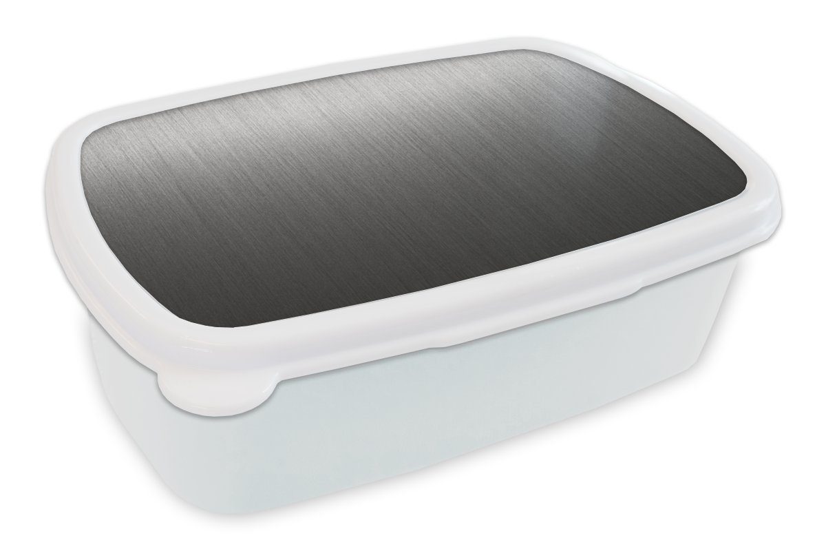 MuchoWow Lunchbox Metalldruck - Grau - Linie, Kunststoff, (2-tlg), Brotbox für Kinder und Erwachsene, Brotdose, für Jungs und Mädchen weiß