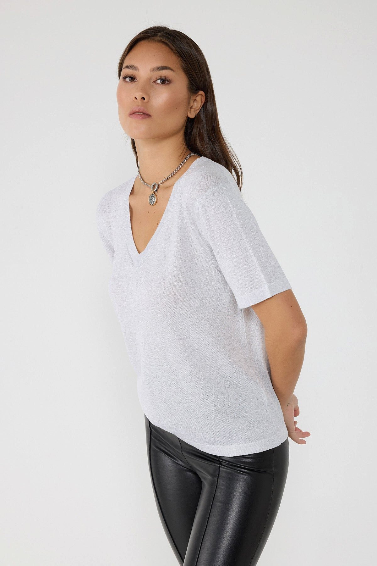 No Matter What T-Shirt Glitzer V-Ausschnitt günstig online kaufen