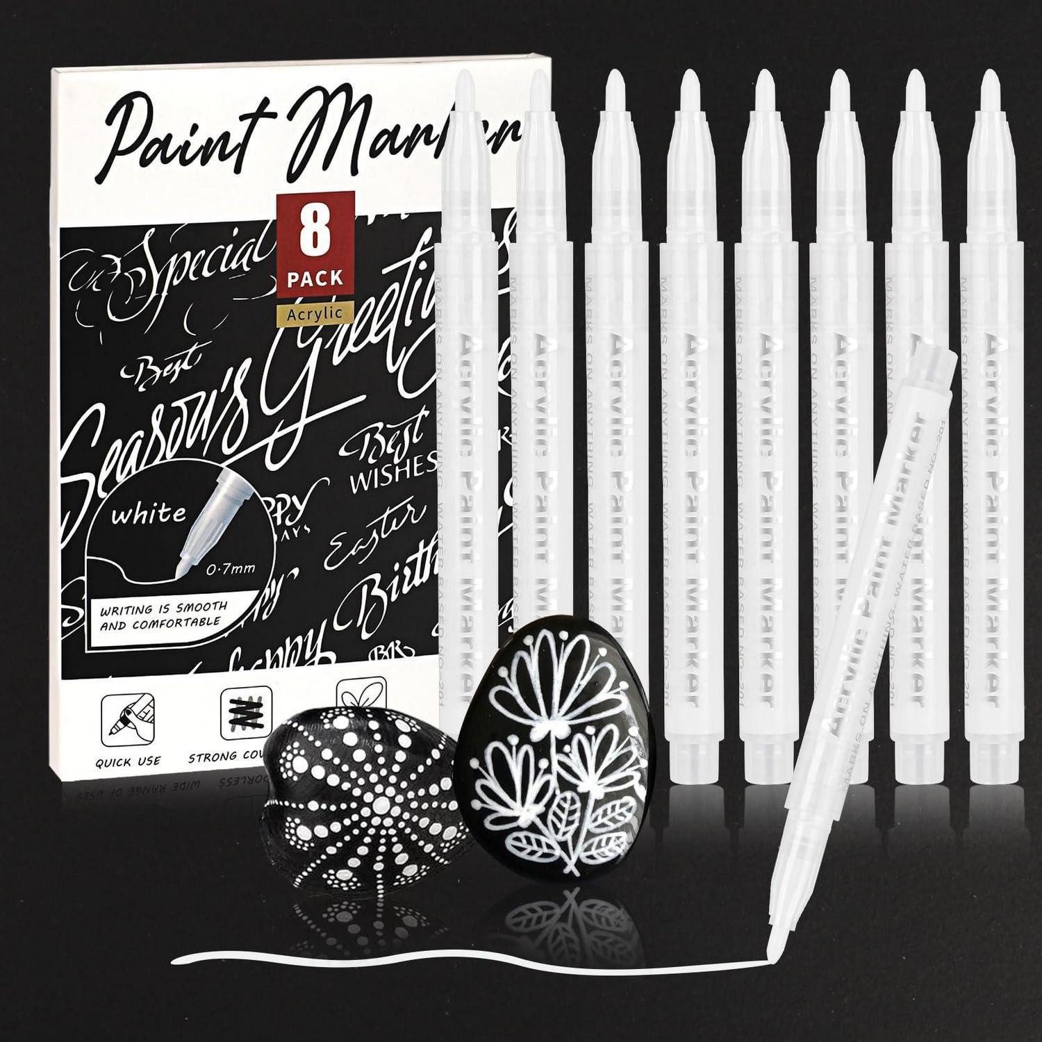 LuxusKollektion Lackmarker Weißer Marker 8 Stk 0.7mm Feinspitze