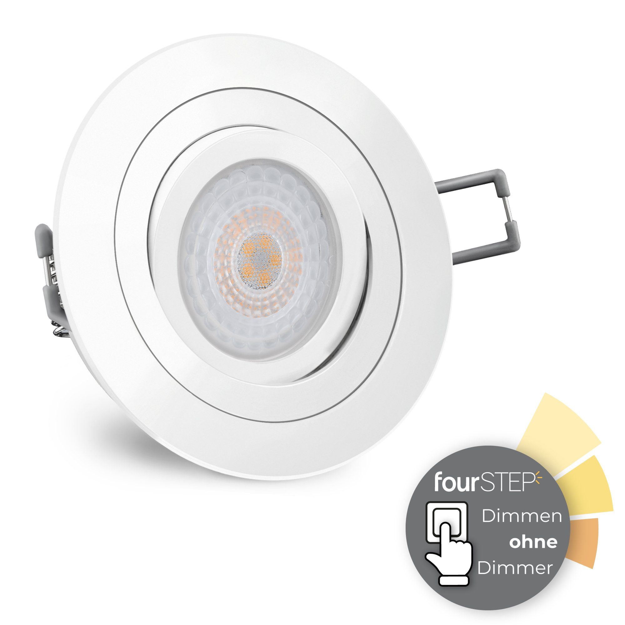 RF-2 LED flach fourSTEP, Einbaustrahler mit & in Neutralweiß schwenkbar Einbauleuchte SSC-LUXon LED weiss