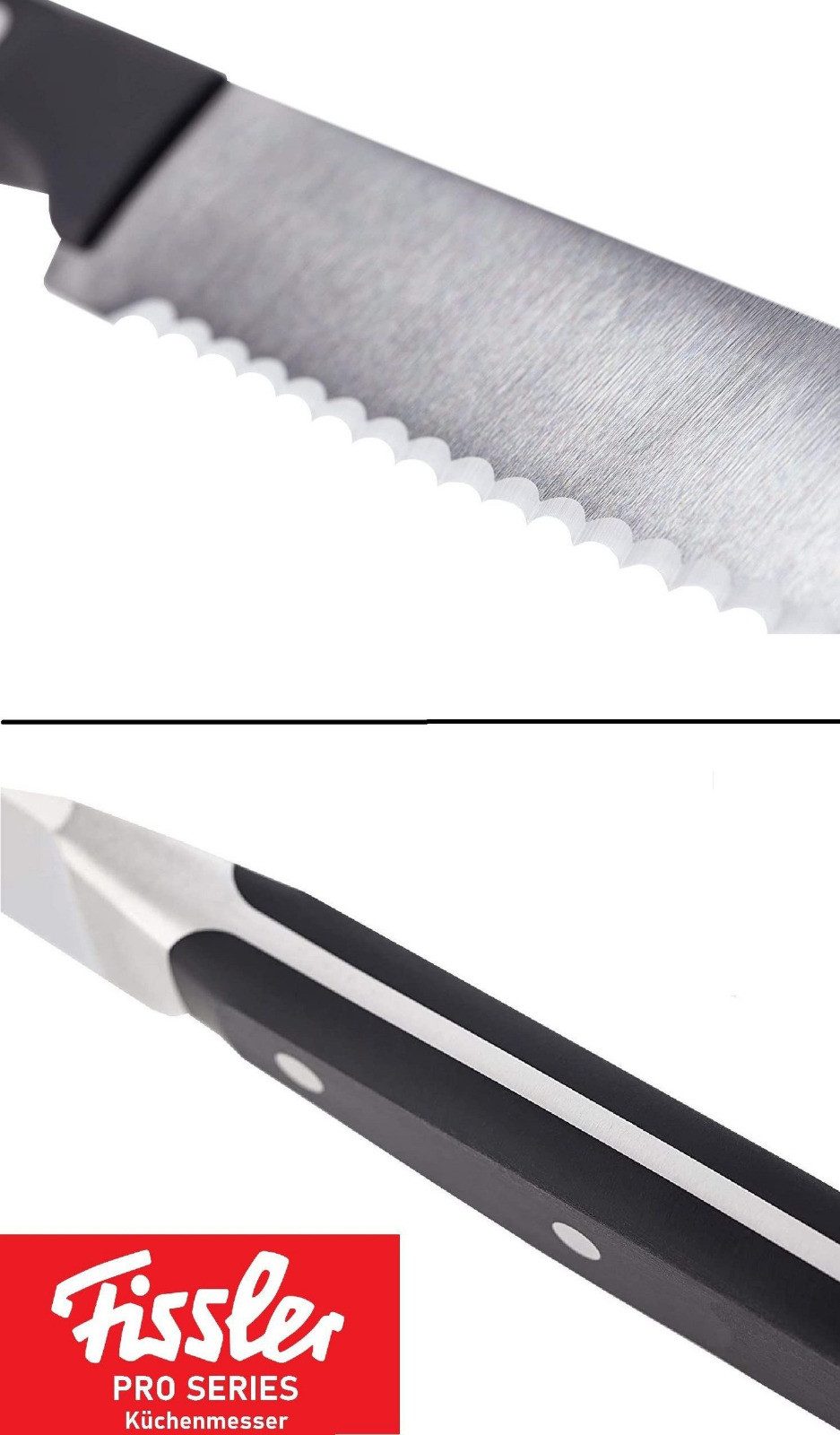 Fissler Messer-Set Profi Küchenmesser Kochmesser Fleischmesser Brotmesser Sushimesser (rostfrei, vernietete Griffe, Spülmaschinenfest, Gemüsemesser, Messer, gehärtete Spezialklingen, extra scharf), Messerset, Küchenmesser Fleischmesser, Allzweckmesser Sushi Messer