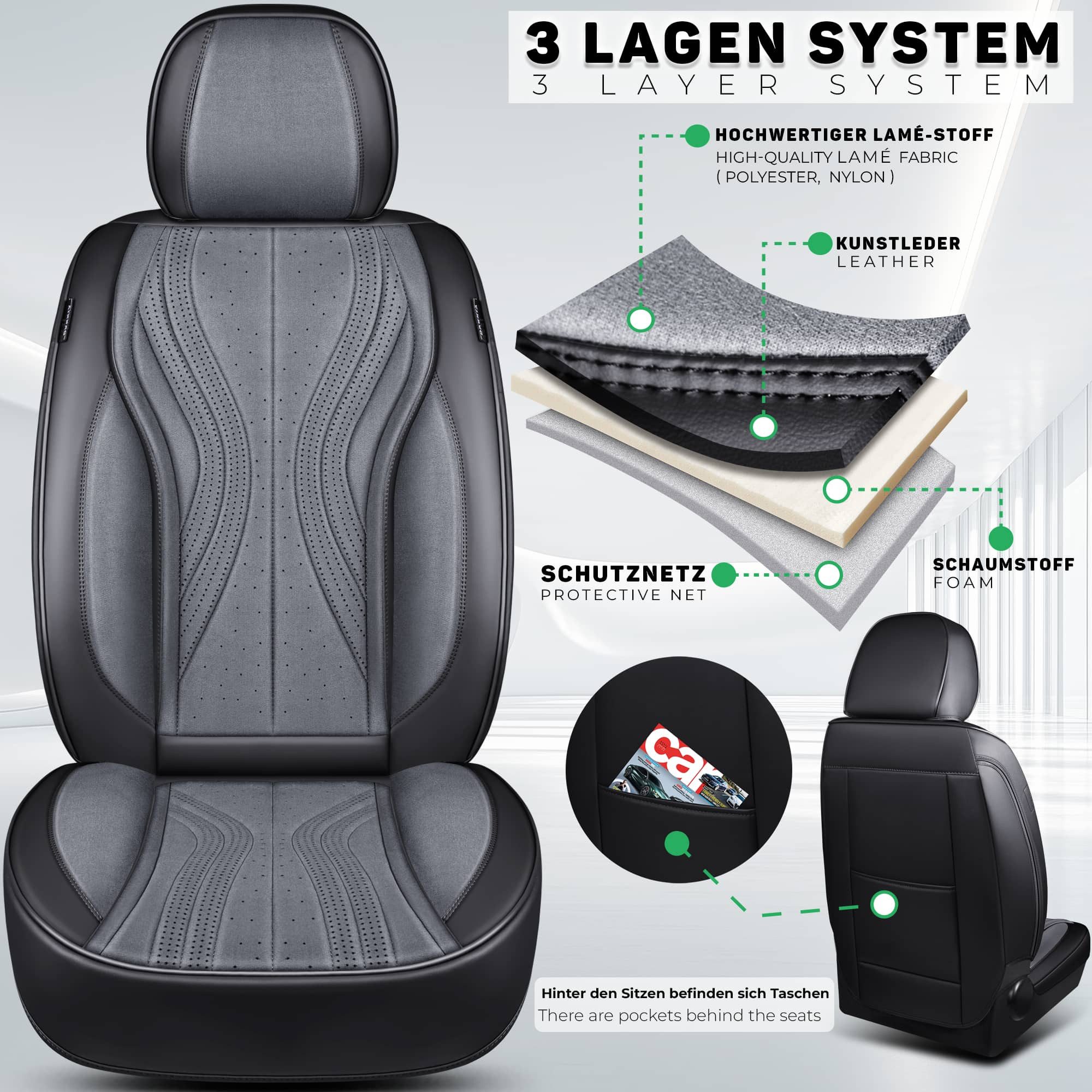 BREMER SITZBEZÜGE Autositzbezug für Kia XCeed Bj ab 2019 (M1), Set, Schonbezüge Sitzbezüge Fahrer und Beifahrer, in Schwarz/Grau