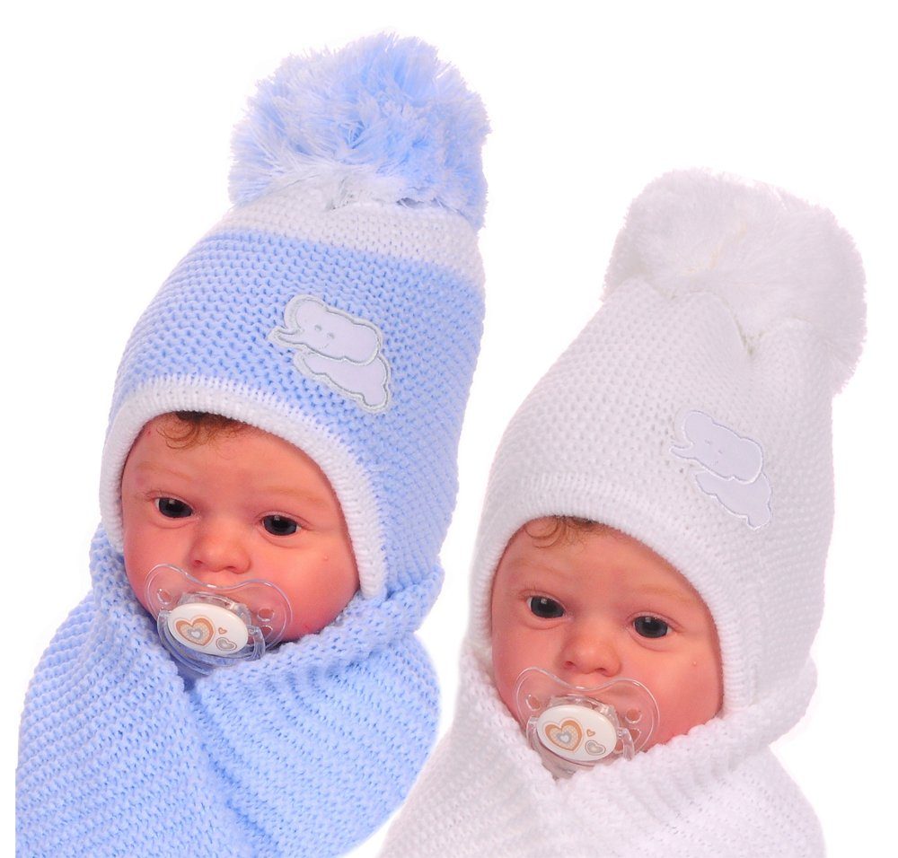 La Bortini Mütze & Schal Mütze und Schal Set für Neugeborene warm gefüttert  0-3Monate, Größe: Kopfumfang 36-38cm KU (Einheitsgröße) - 0-3Monate