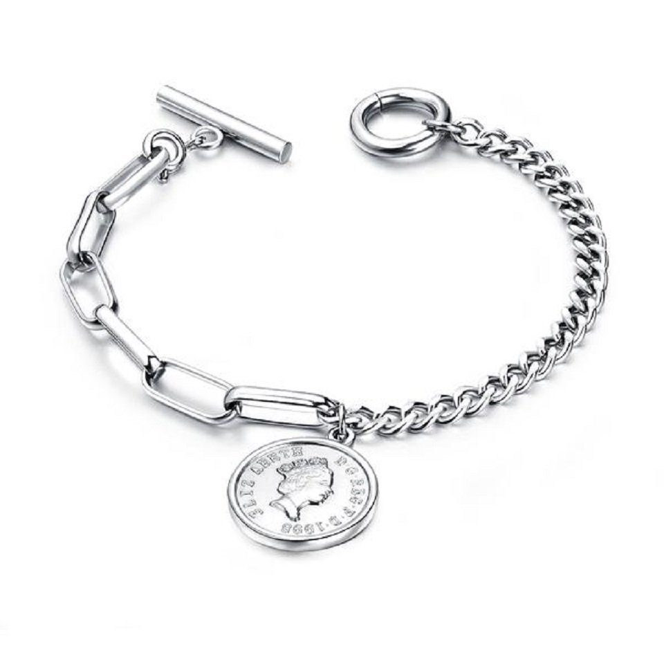inkl. Armband Armband ENGELSINN Silber Münze Charm Edelstahl (1-tlg) Geschenkbox Schmuck
