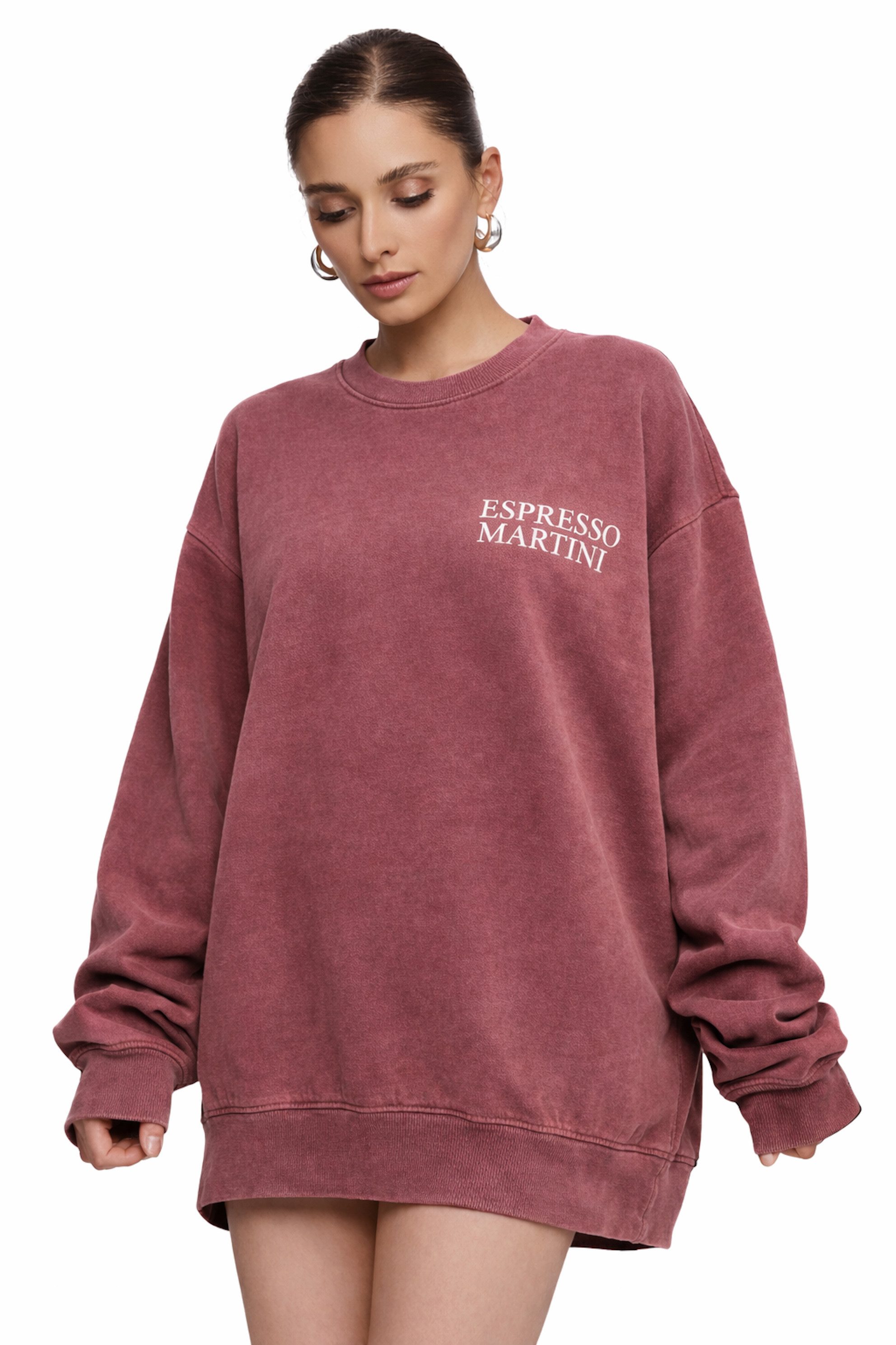 Worldclassca Sweatshirt Worldclassca Oversized Sweatshirt ESPRESSO Print Langarm Pullover Print ESPRESSO MARTINI