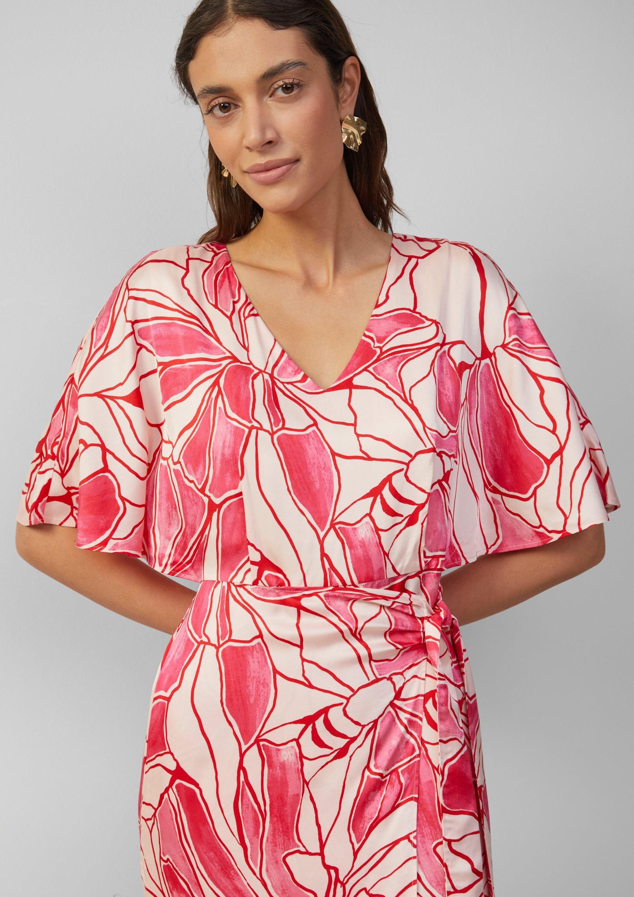 s.Oliver Midikleid Kleid Satinkleid in Wickeloptik mit V-Ausschnitt – Bild 4 von 5