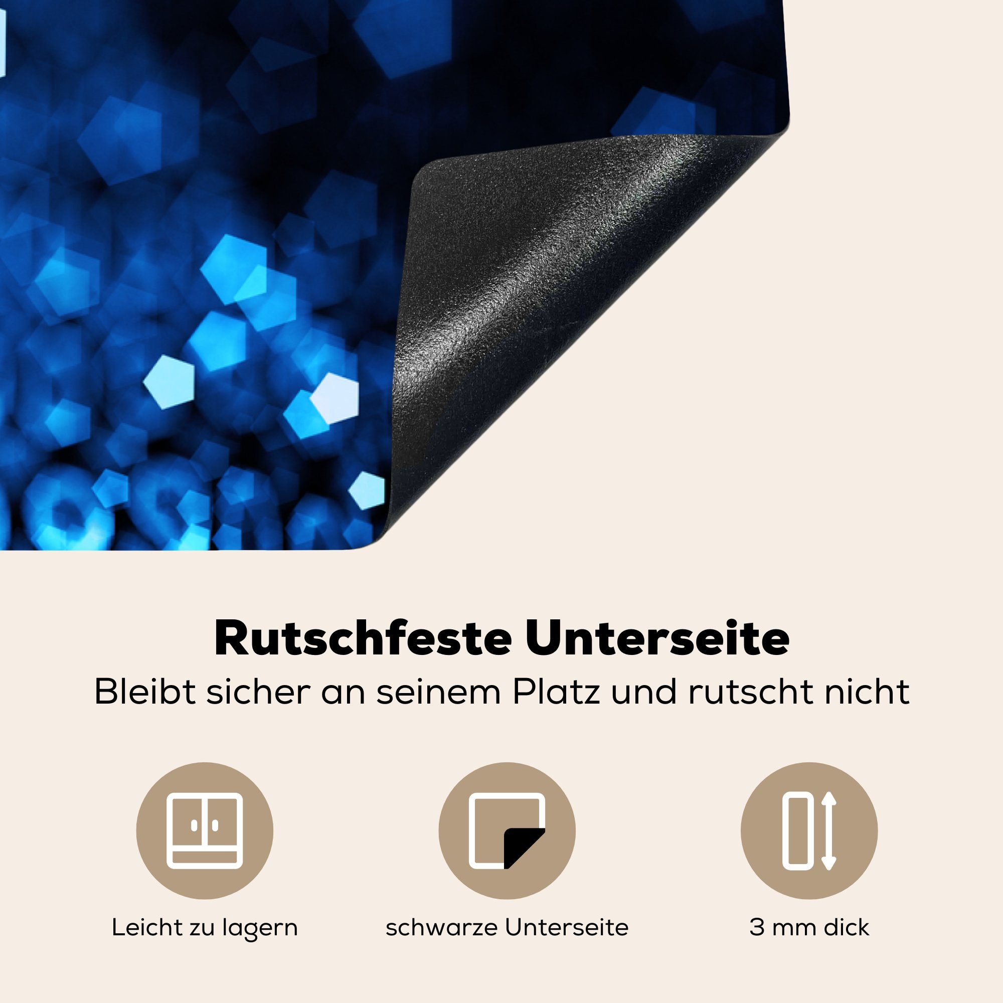 (1 tlg), 83x51 blauen Hintergrund küche Herdblende-/Abdeckplatte für Vinyl, Arbeitsplatte MuchoWow kleinen cm, Ceranfeldabdeckung, Ein aus Diamanten,