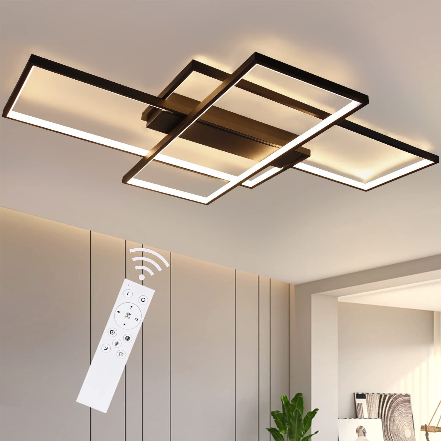 ZMH LED Deckenleuchte Deckenlampe Dimmbar Modern 65W Geometrisch, Warmweiß(  nicht dimmbar, Ohne Fernbedienung) , LED fest integriert, warmweiß, Ohne  Dimmbarfunktion