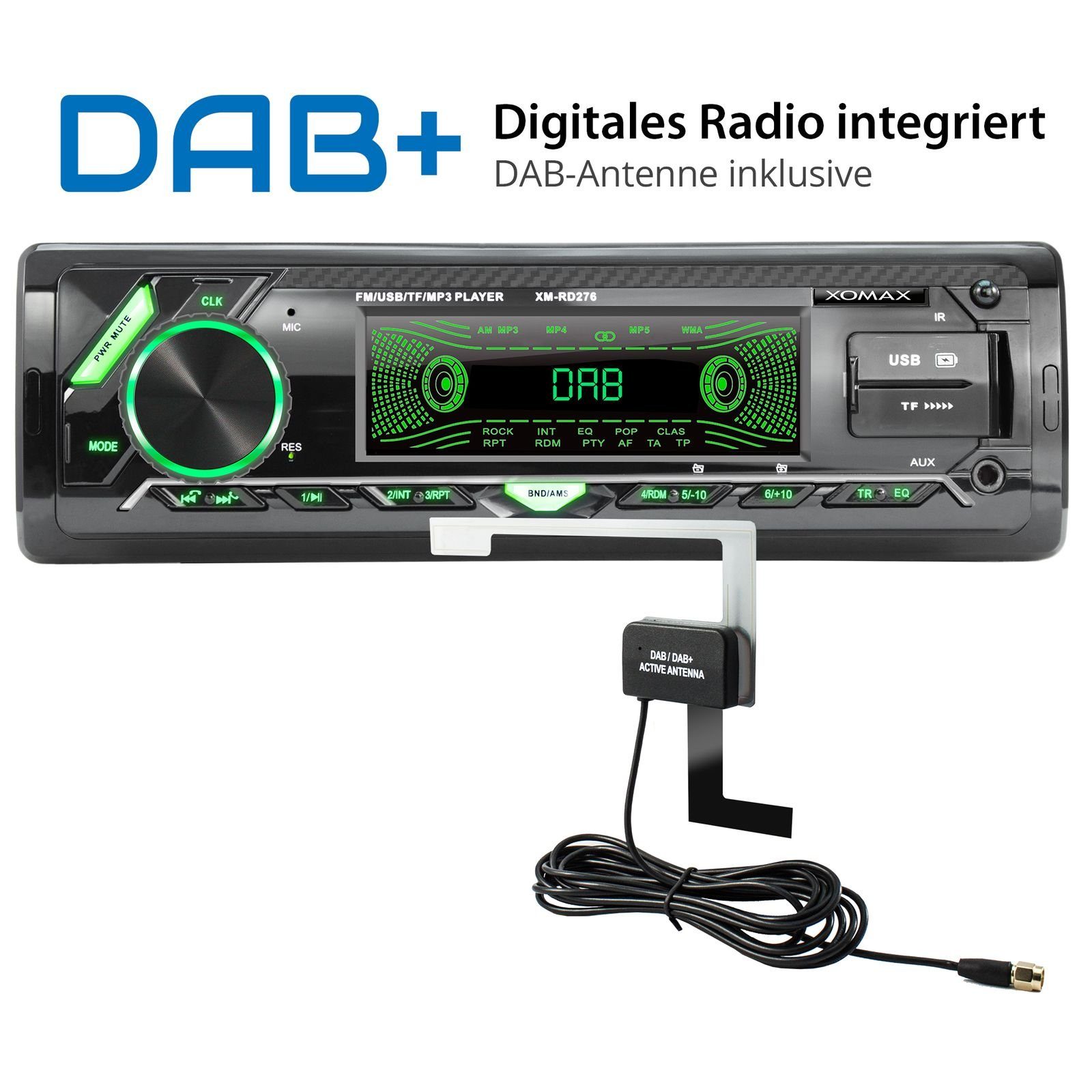 XM-RD276 DIN plus, 1 Autoradio DAB+ SD, XOMAX Bluetooth, mit 2x USB, Autoradio AUX,