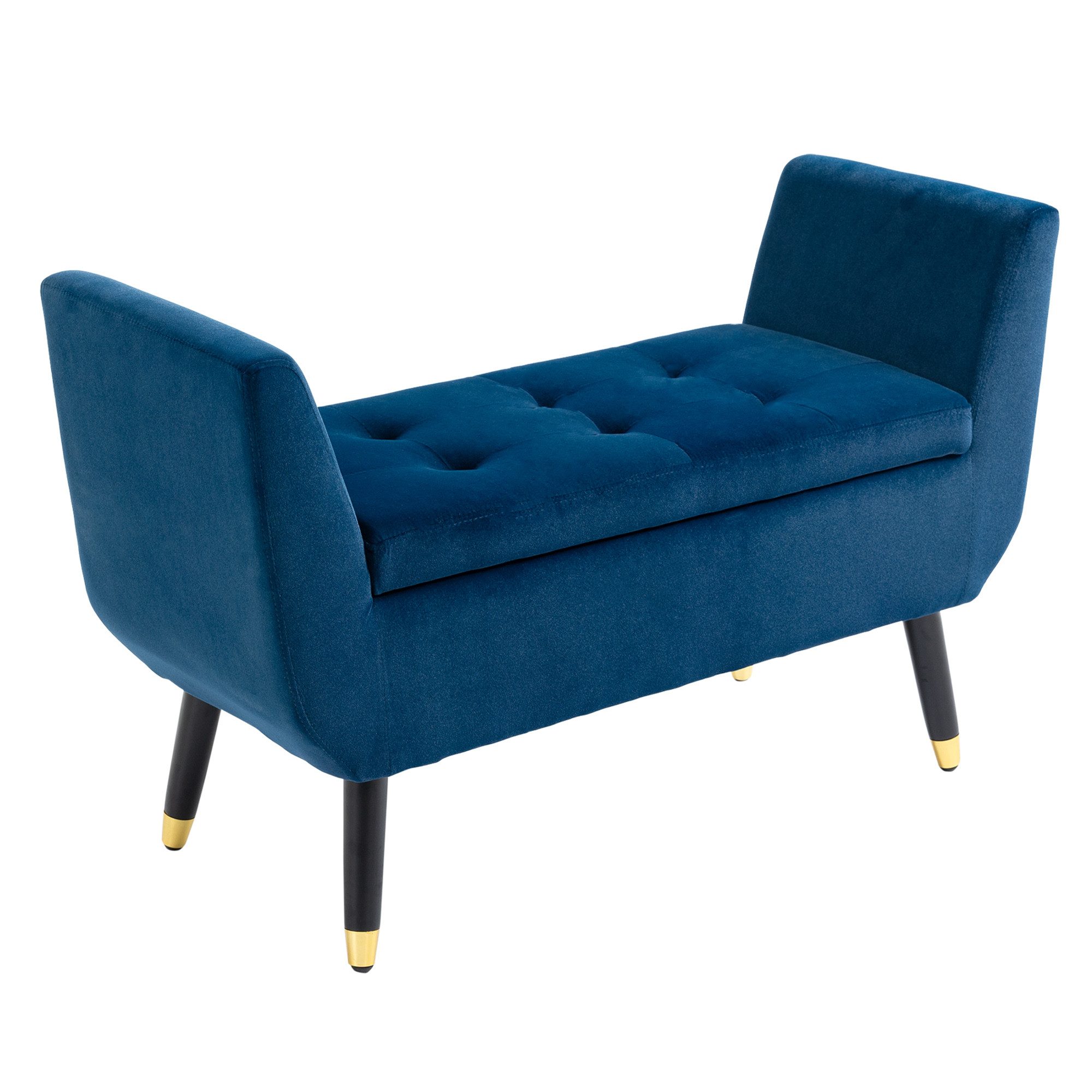 HOMCOM Sitzbank Polsterbank mit Stauraum (Aufbewahrungsbank, 1-St., Lagerbank), Polyester Gummiholz Blau 107 x 42 x 65 cm