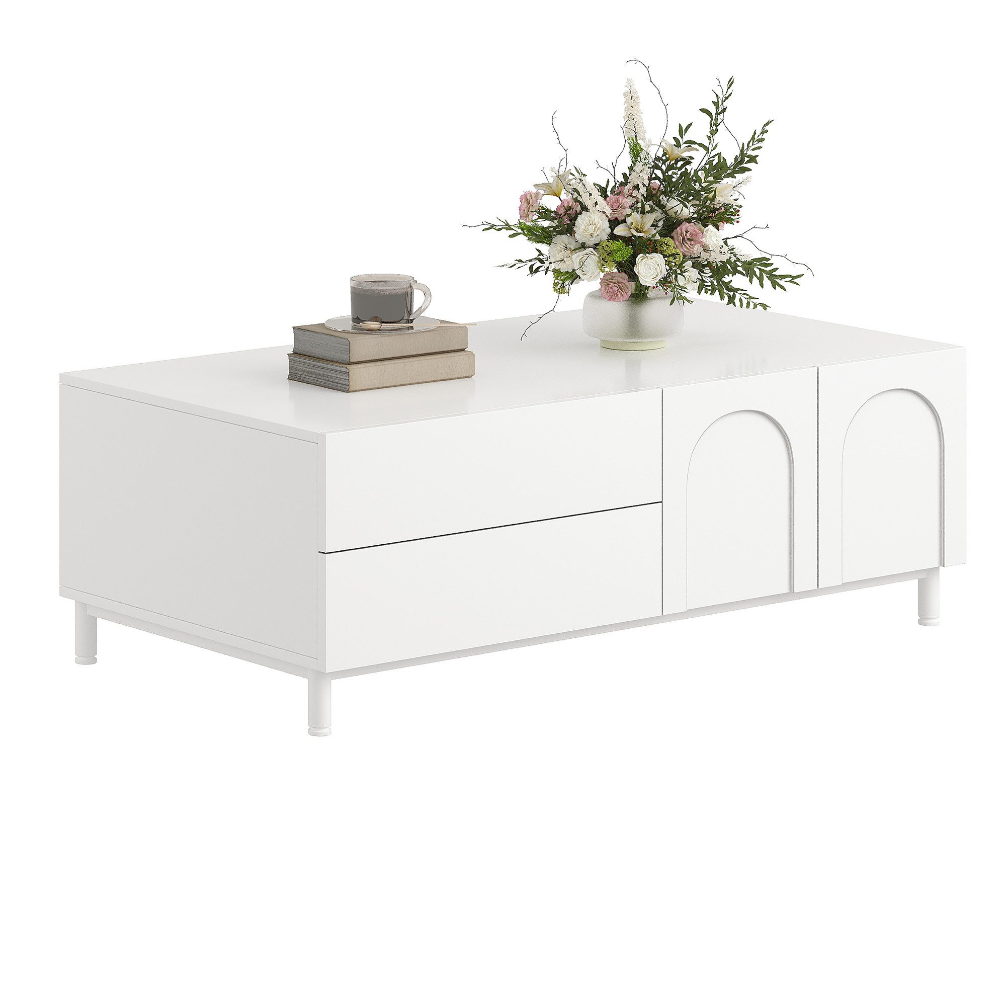 Fine Life Pro Couchtisch Couchtisch mit Bogen-Türen, 1 Tisch, Stahlrohr, Wohnzimmer