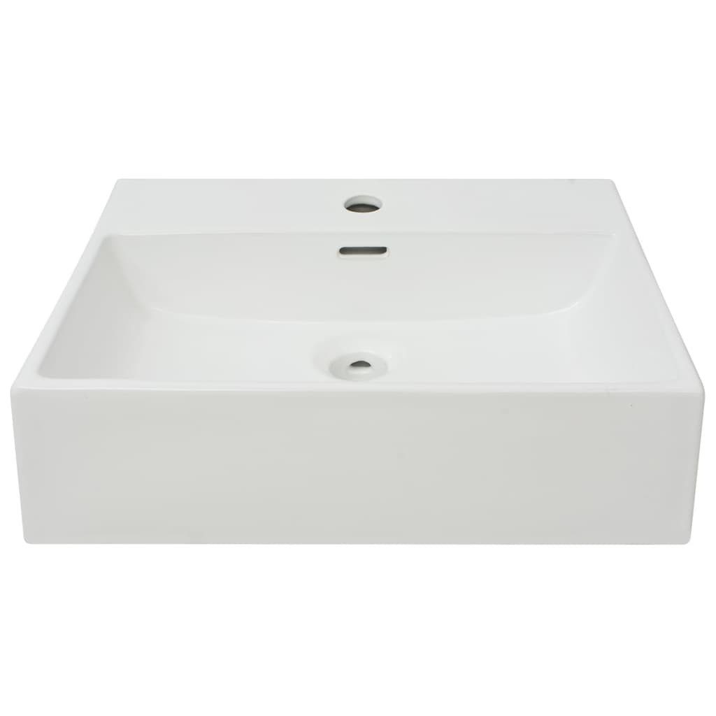 vidaXL Waschbecken Waschbecken mit Hahnloch Keramik Weiß 51,5x38,5x15 cm