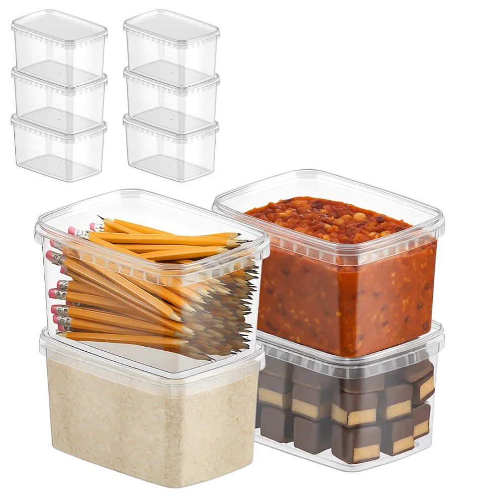 mikken Frischhaltedose Gefrierdose 1800 ml mit Frischhaltedose mit Deckel, (Spar-Set, 10-tlg., 10er bis 100er Set), stapelbar, luftdicht, verschiedene Set-Größen