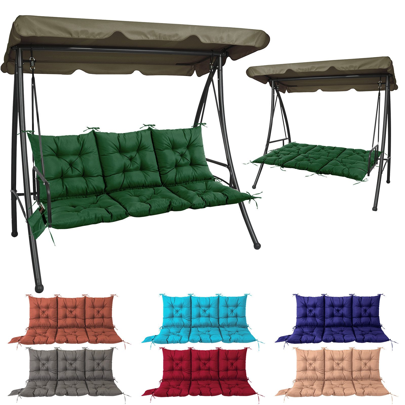 NACATIN Auflagekissen für Hollywoodschaukel, 150x100x10 cm, wasserdicht und rutschfest, (1 St), Robustes Polyester-Kissen mit dicker Polsterung