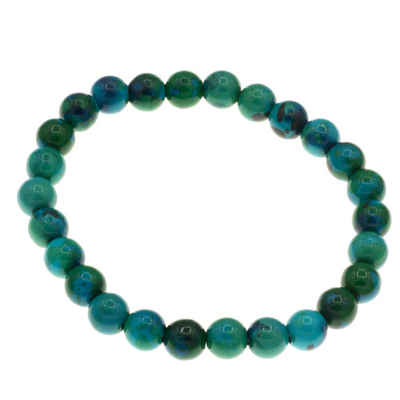 Bella Carina Perlenarmband Armband mit 8 mm Chrysokoll Perlen blau grün türkis elastisch, Chrysokoll Edelstein Perlen