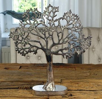 MichaelNoll Dekobaum Schmuckbaum Schmuckständer Schmuckhalter Lebensbaum Dekobaum Aluminium Metall Silber - Schmuck Baum für Ringe, Ketten und Armbänder - 43 cm